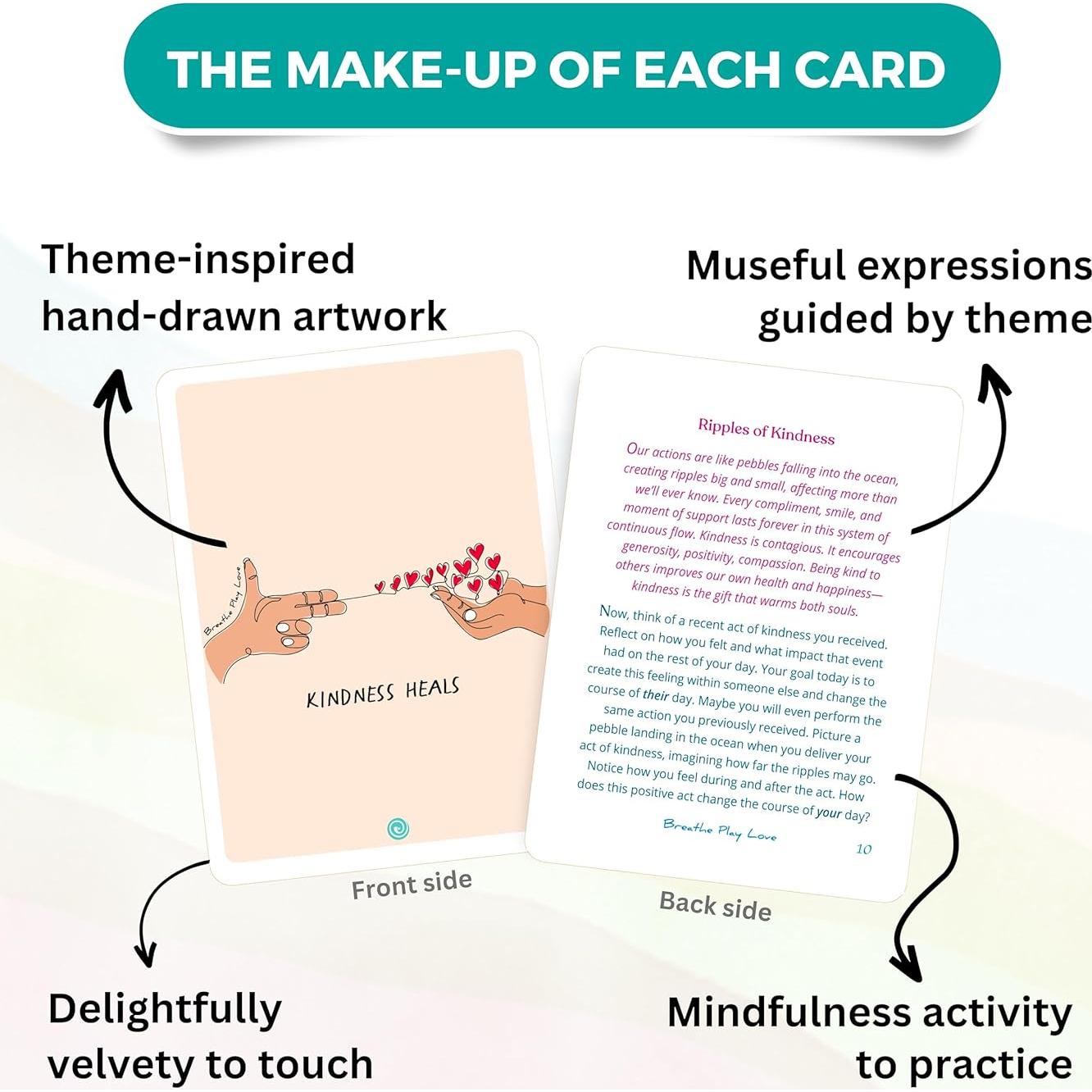 Tarjetas de Mindfulness Breathe Play Love con Diario de Bolsillo