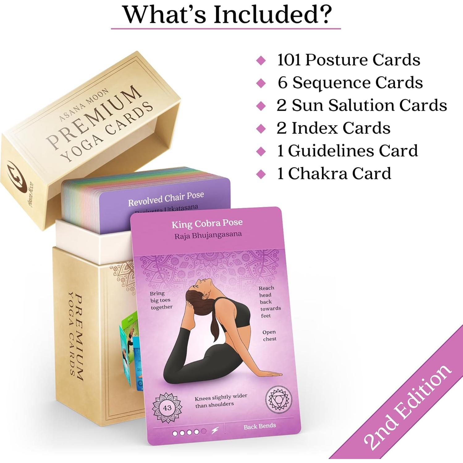 Tarjetas de Yoga Premium Asana Moon - 108 Posturas y Secuencias