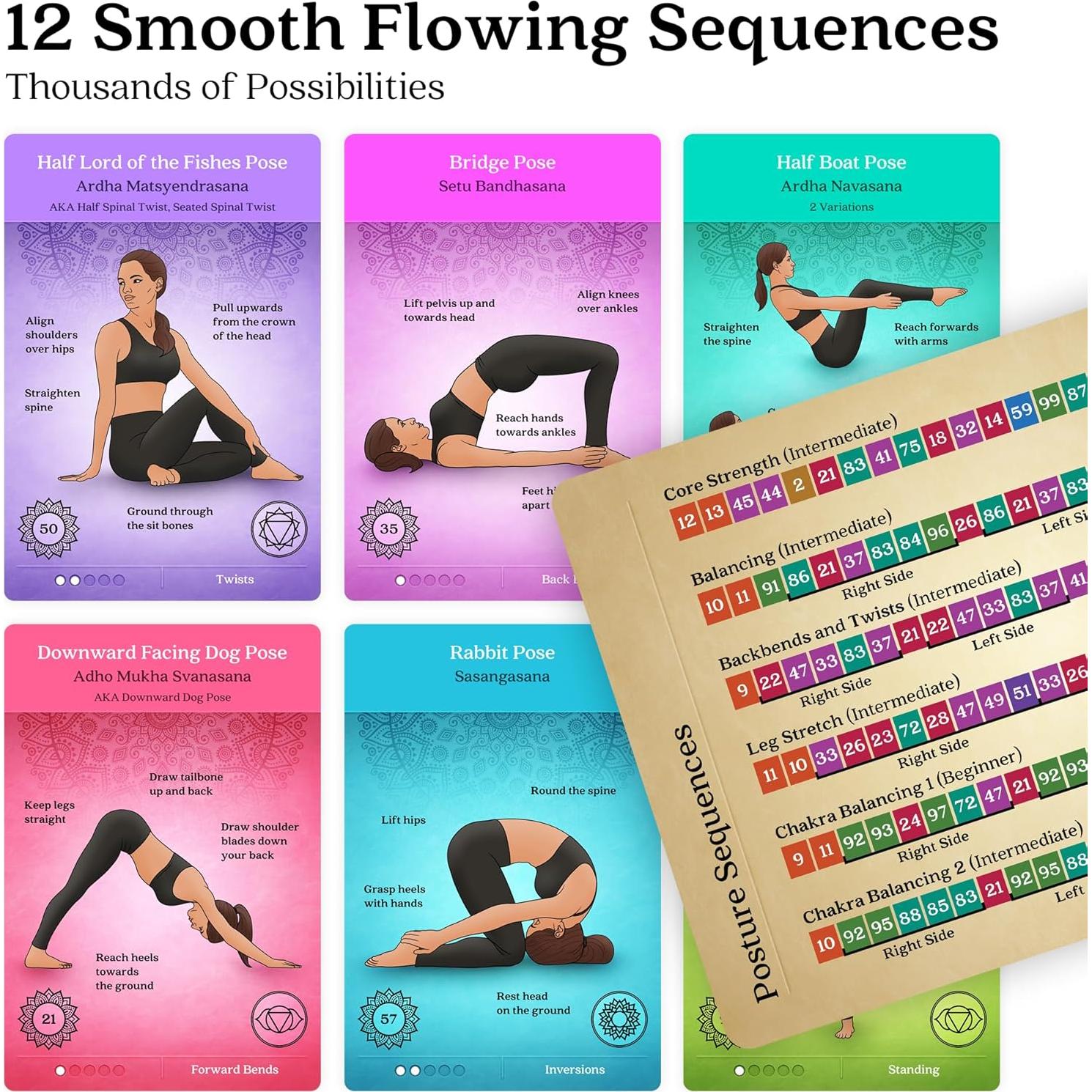 Tarjetas de Yoga Premium Asana Moon - 108 Posturas y Secuencias