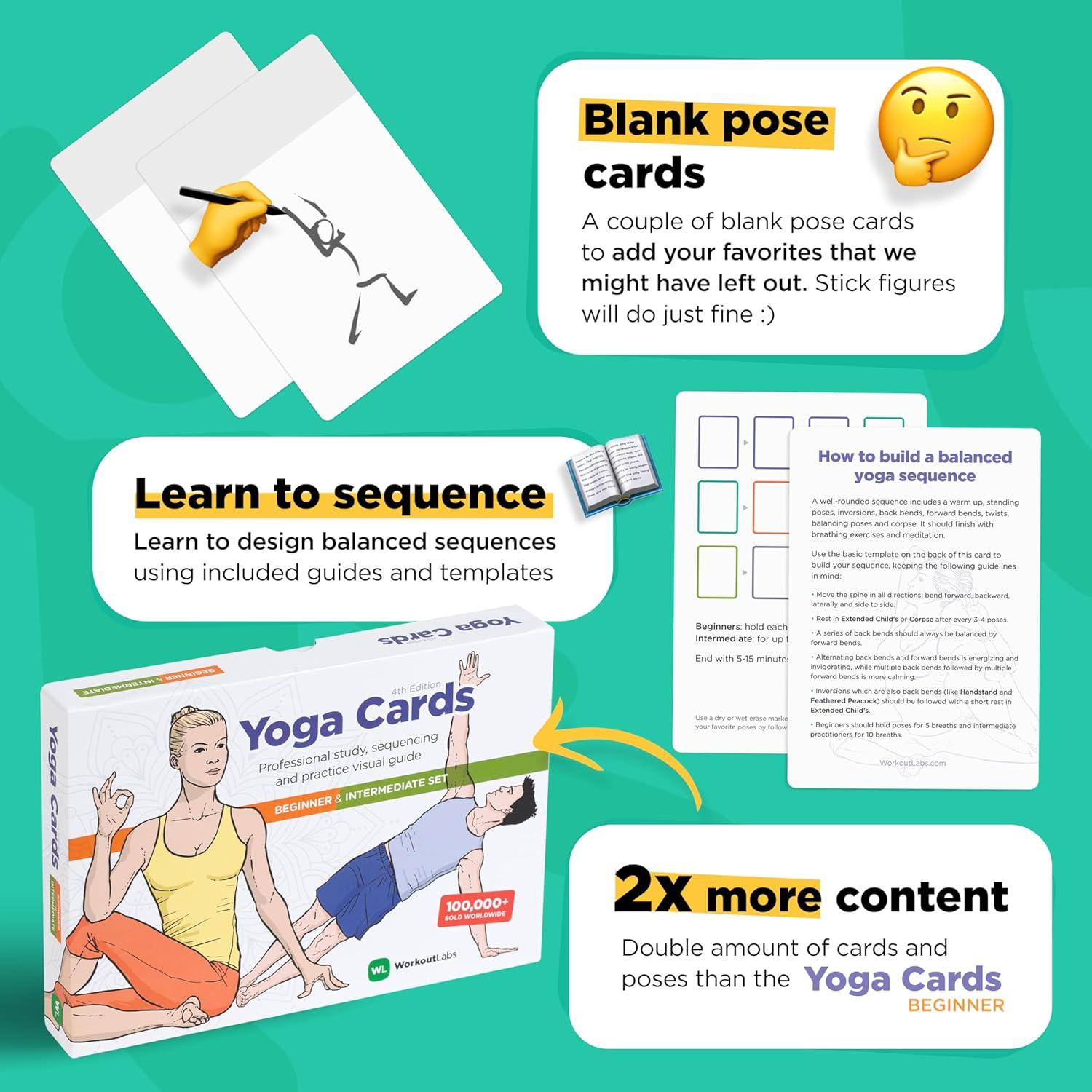 Juego de Tarjetas de Yoga WorkoutLabs I y II - 97 Posturas y 11 Secuencias
