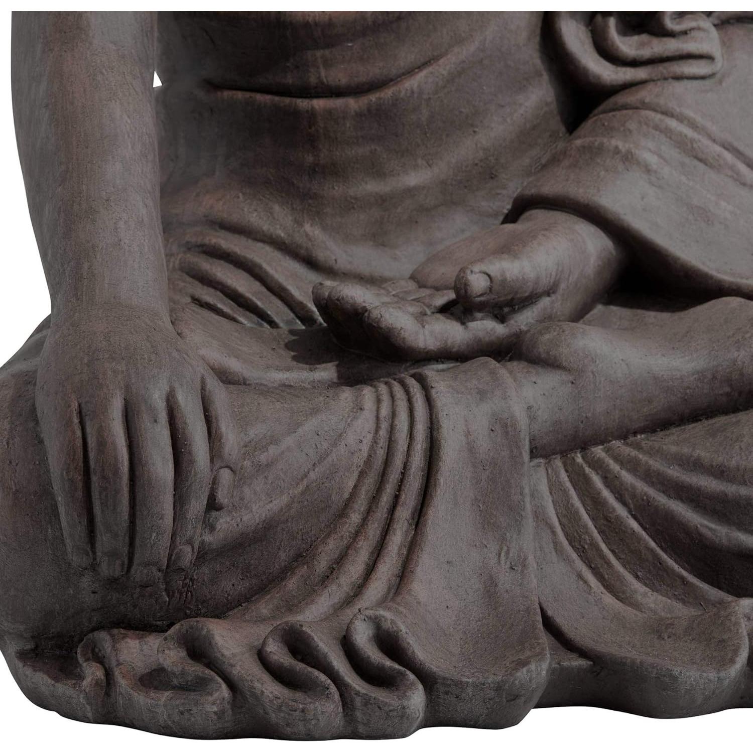 John Timberland Large Tall Sitting Buddha Statue Sculpture Zen Asian Japanese Garden Decor Indoor Outdoor Front Porch Patio Yard Outside Home Balcony House Lawn Stone Gray Finish Resin 42" High