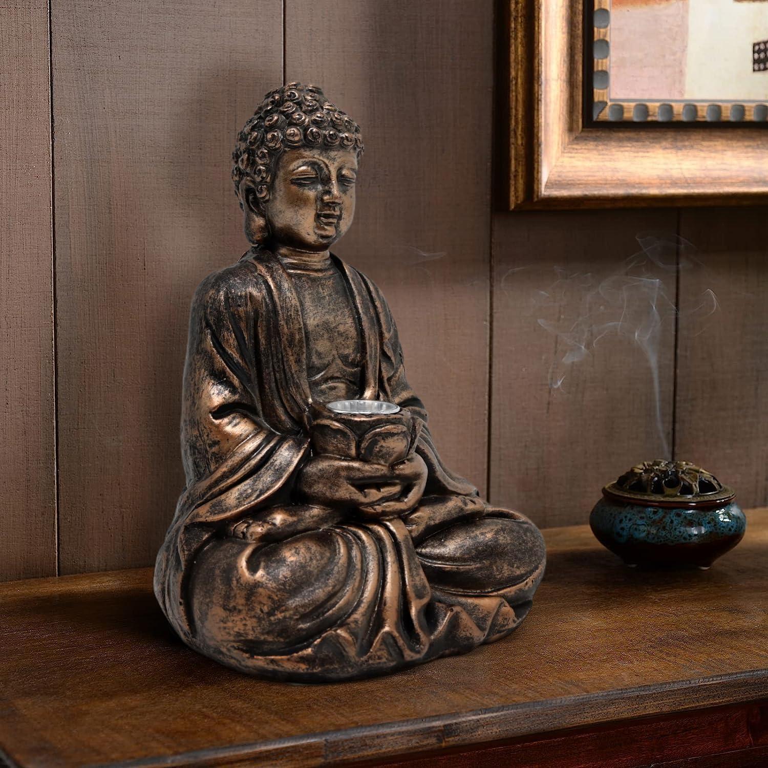 Estatua de Buda Solar Juliahestia para Jardín 27 cm