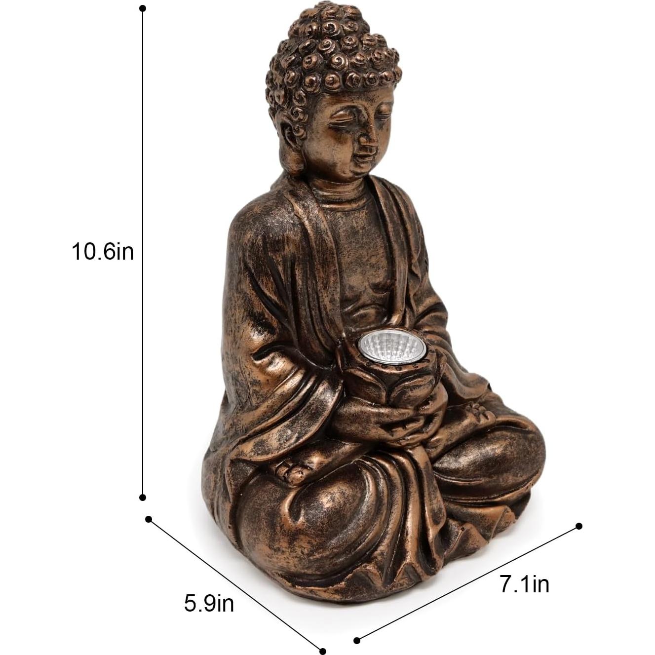 Estatua de Buda Solar Juliahestia para Jardín 27 cm