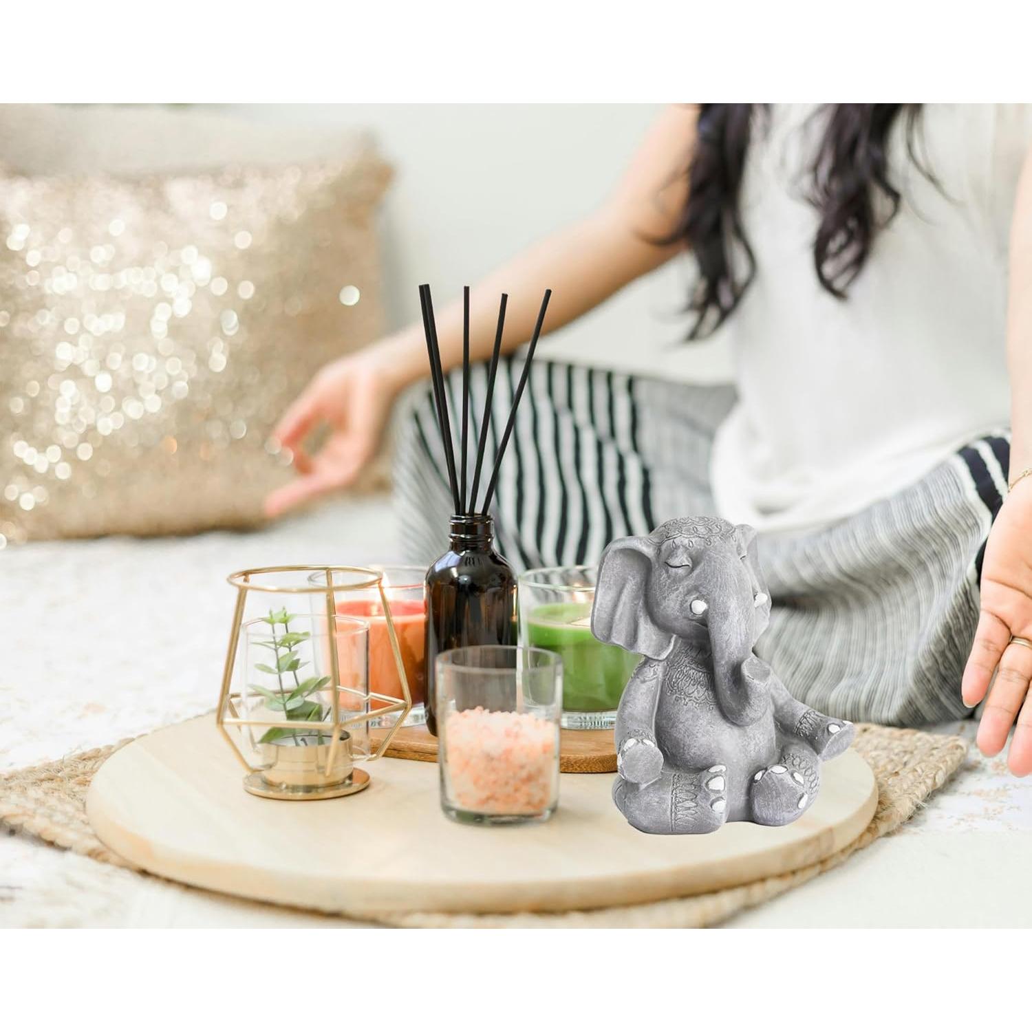 Estatua de Elefante Zen AMOIENSIS 13.97 cm Decoración Meditación