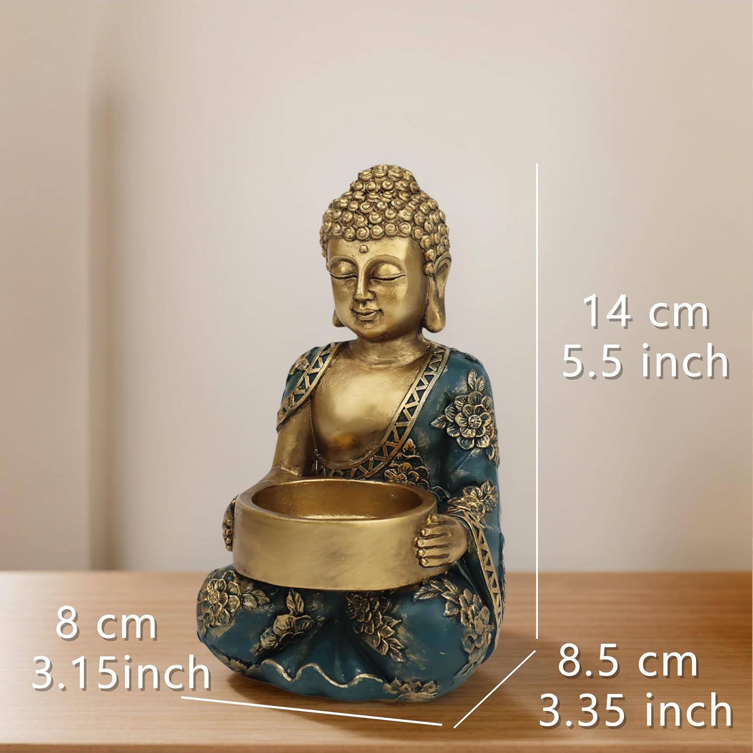 Portavelas Buda de Resina Dorada 8x8.5x14 cm Tolatr