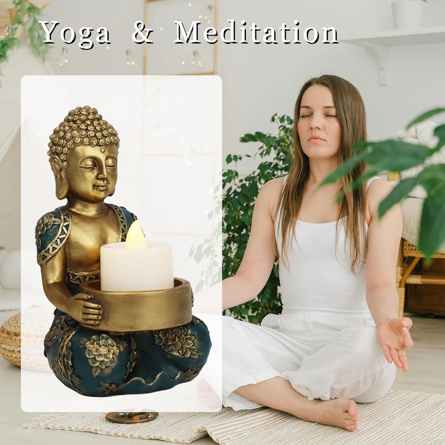 Portavelas Buda de Resina Dorada 8x8.5x14 cm Tolatr