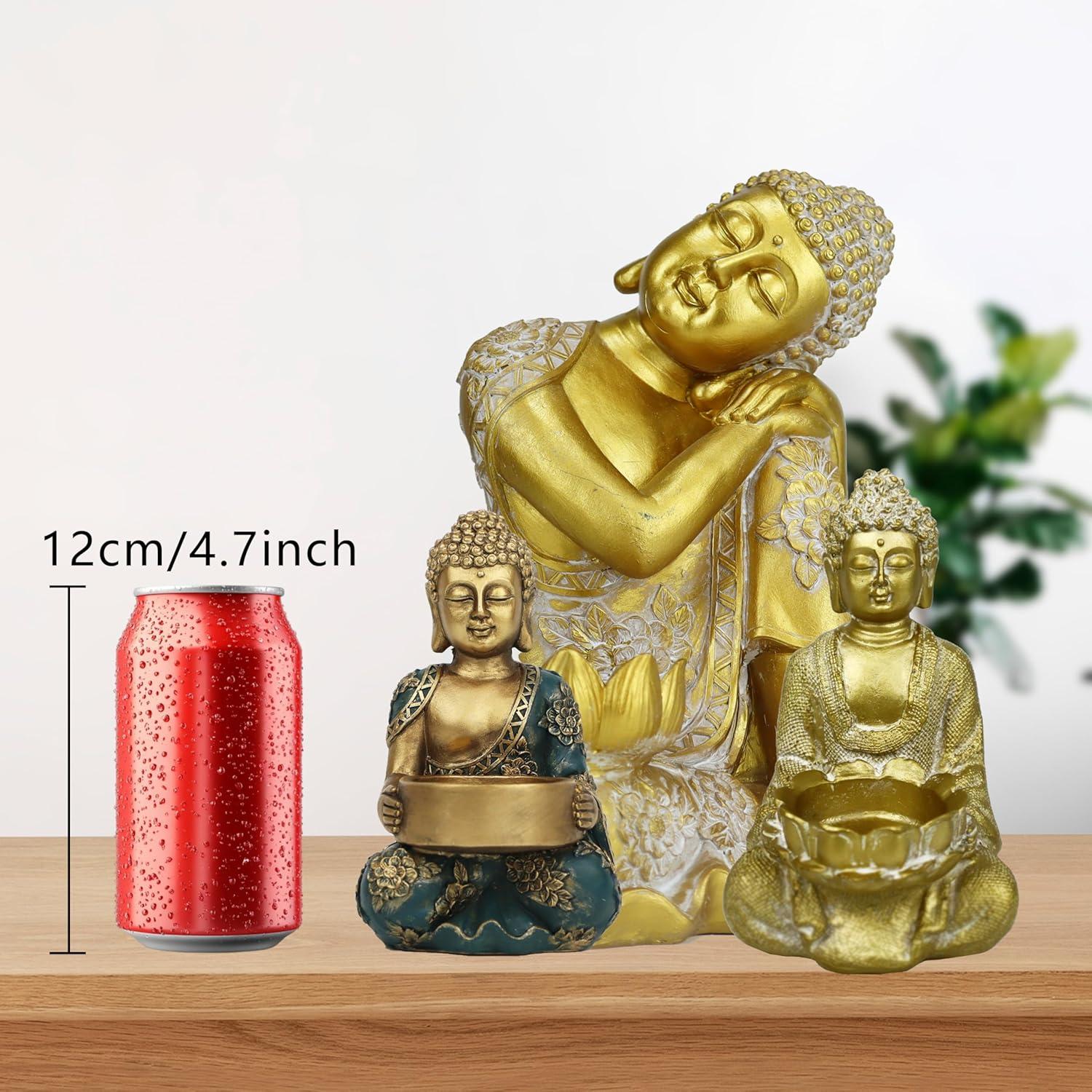 Portavelas Buda de Resina Dorada 8x8.5x14 cm Tolatr