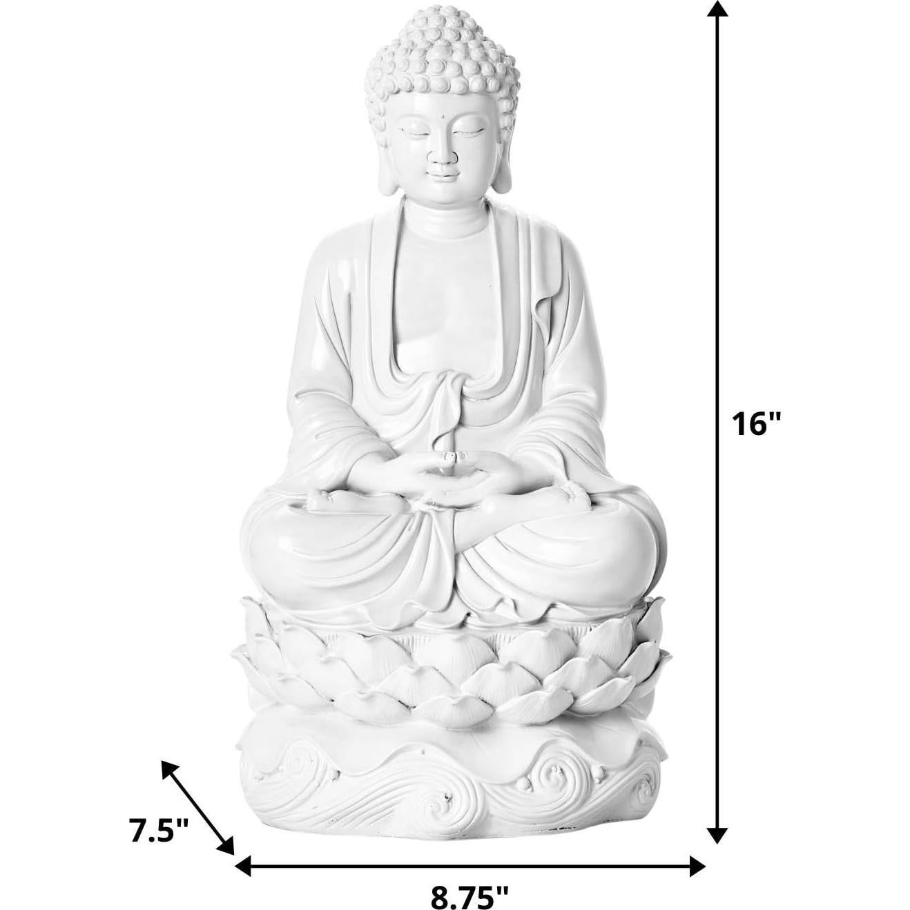Estatua de Buda Meditador Torre & Tagus 40.64 cm Resina Blanca