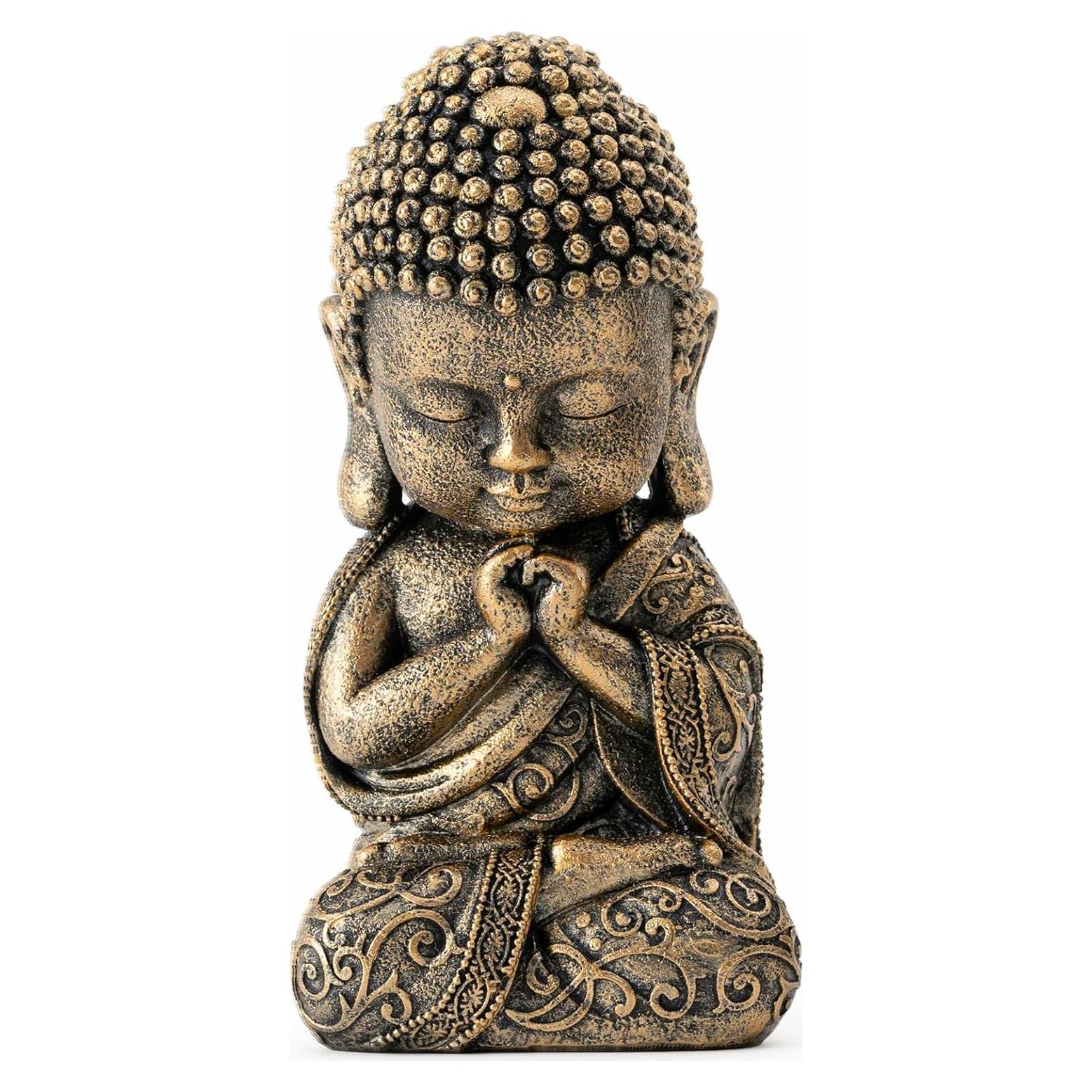 Estatua de Buda Bebé BOIHEGU 20 cm Dorada para Meditación