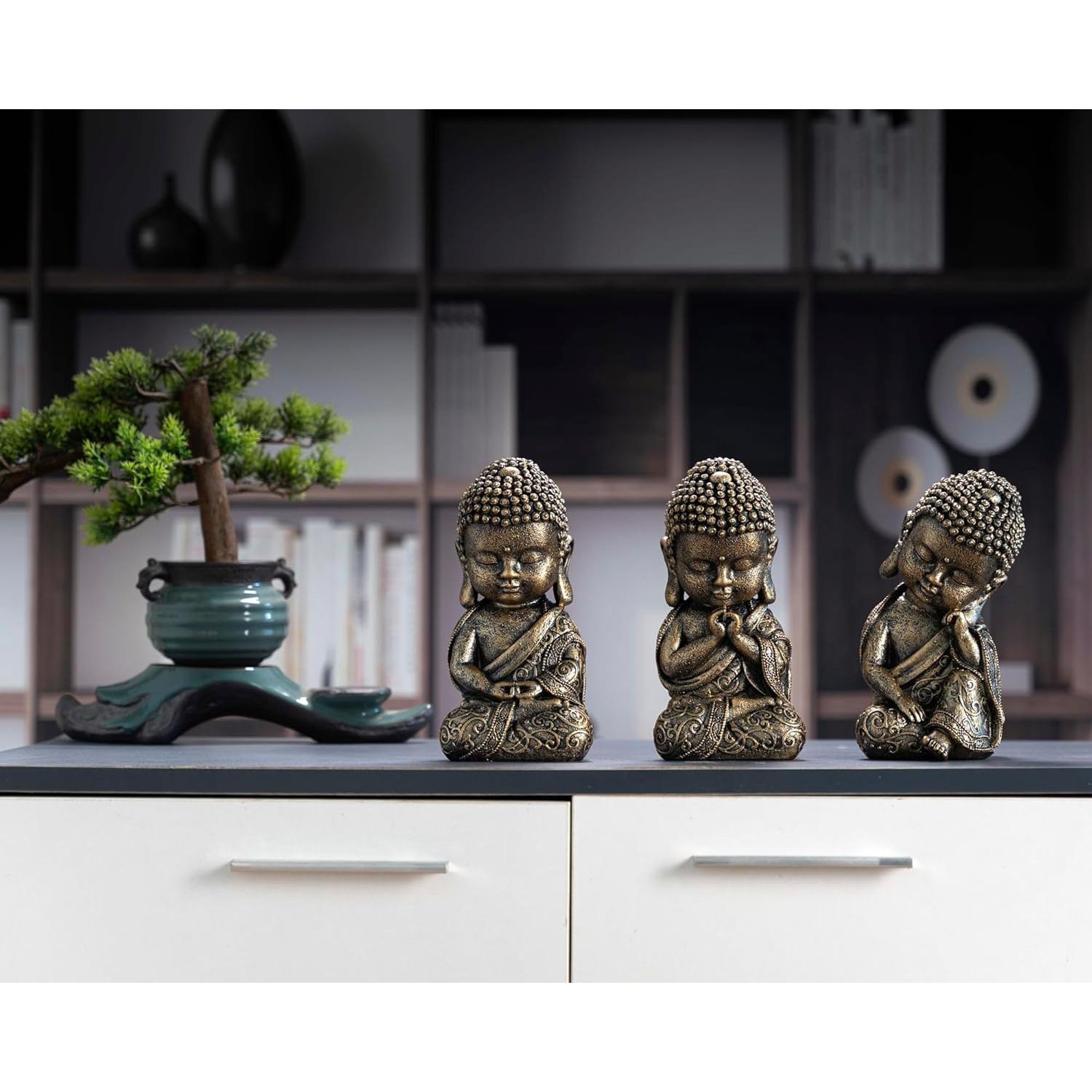 Estatua de Buda Bebé BOIHEGU 20 cm Dorada para Meditación