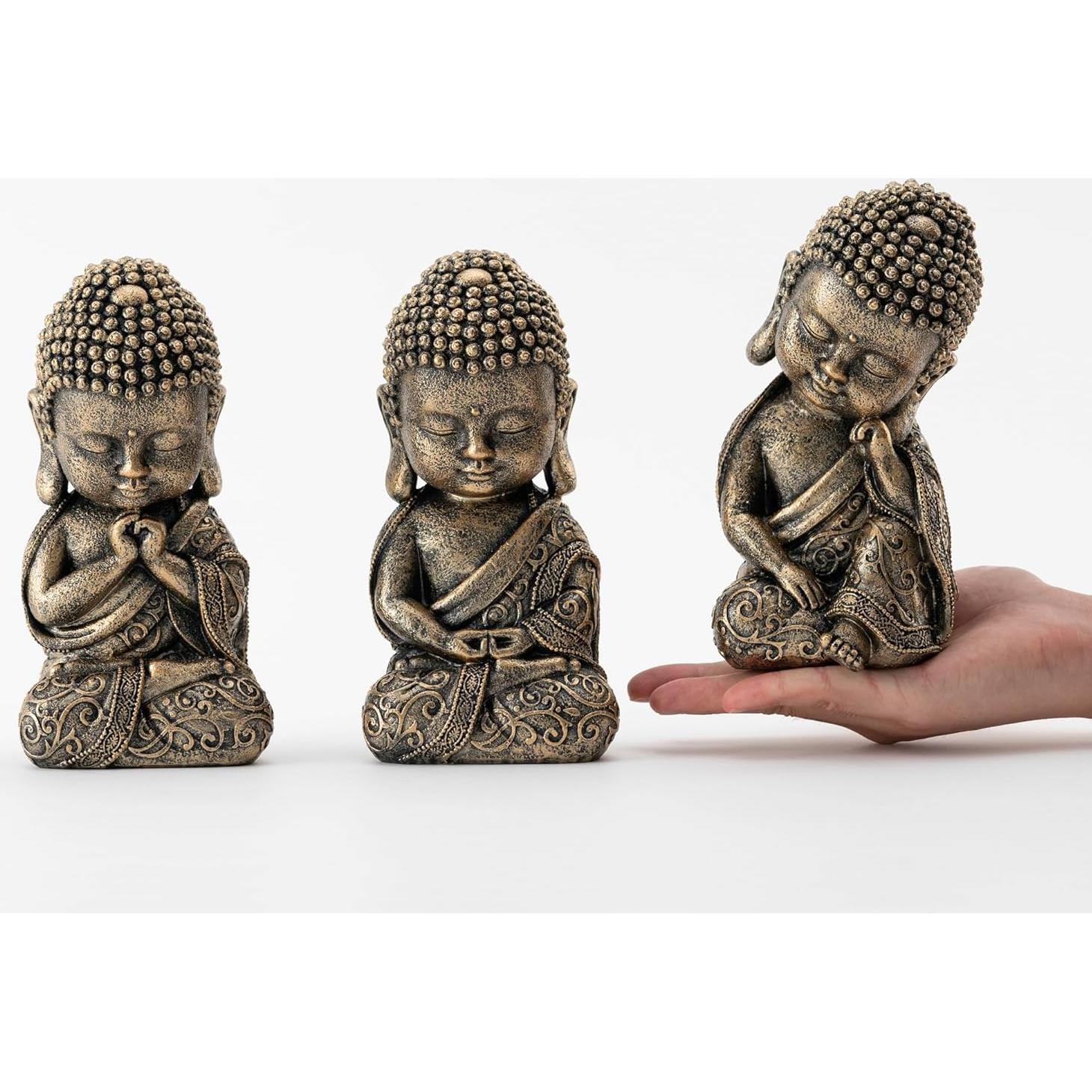 Estatua de Buda Bebé BOIHEGU 20 cm Dorada para Meditación