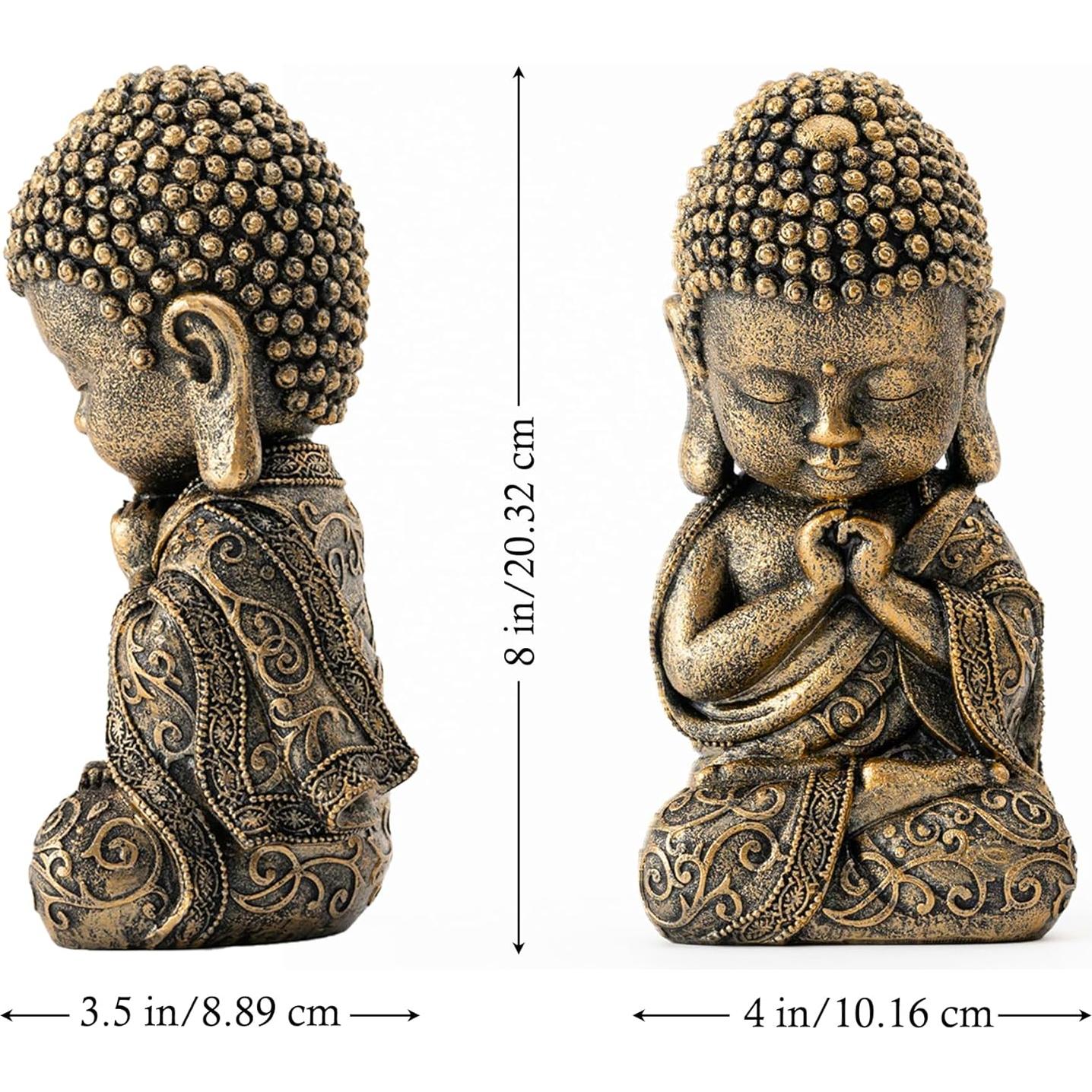 Estatua de Buda Bebé BOIHEGU 20 cm Dorada para Meditación