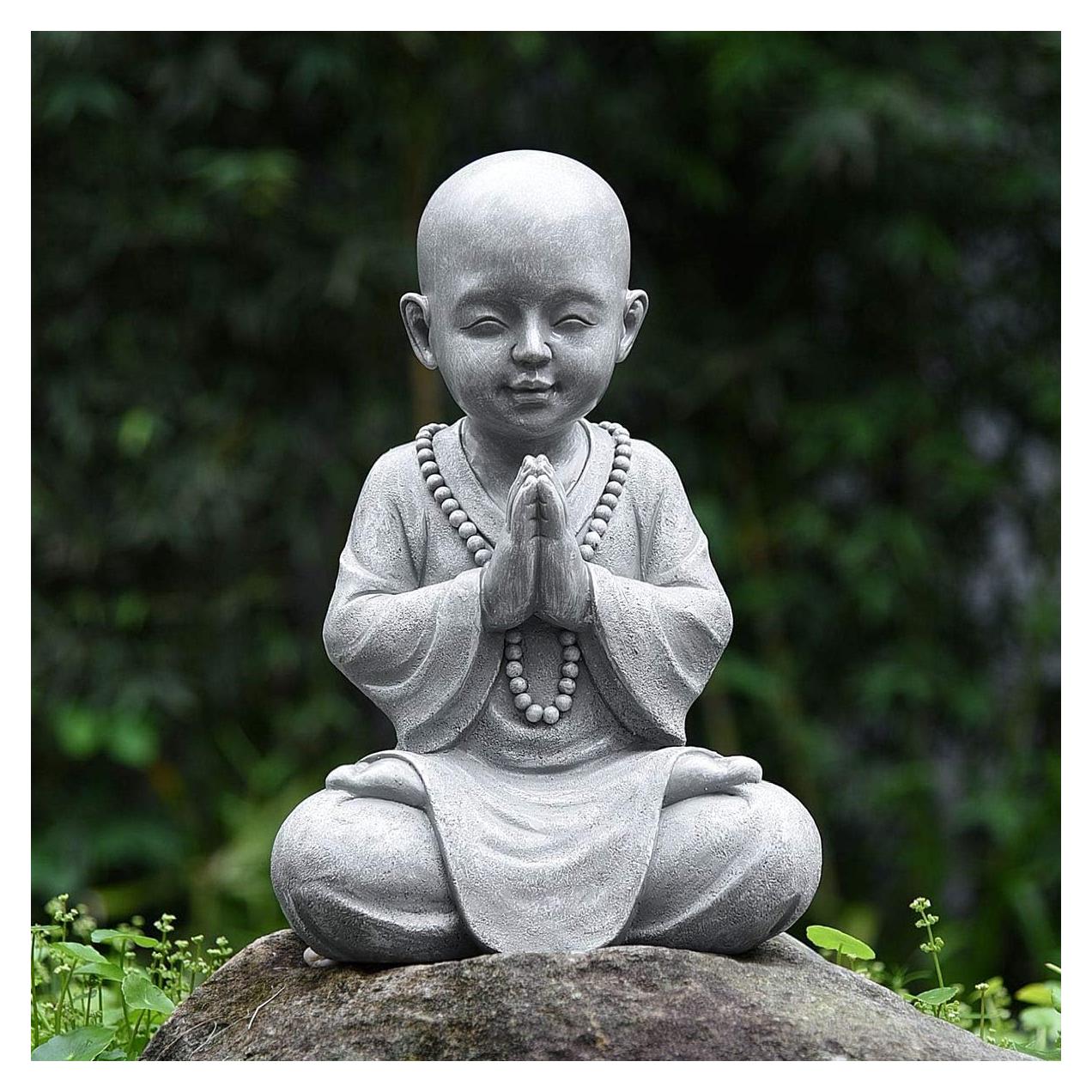 Estatua de Buda Meditante Goodeco - Jardín Zen 28.5cm Gris