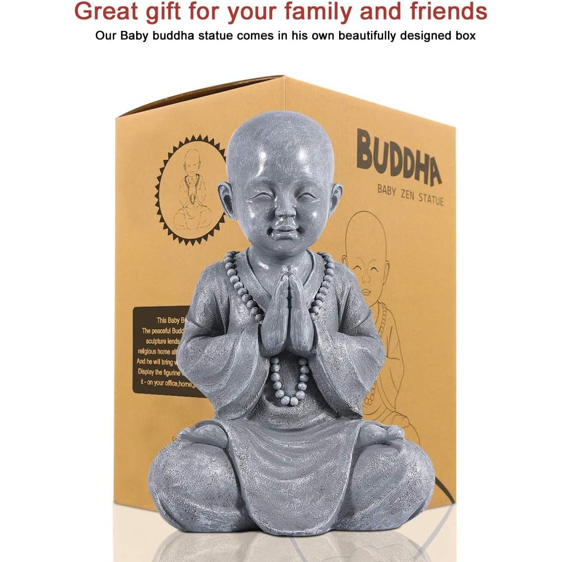 Estatua de Buda Meditante Goodeco - Jardín Zen 28.5cm Gris