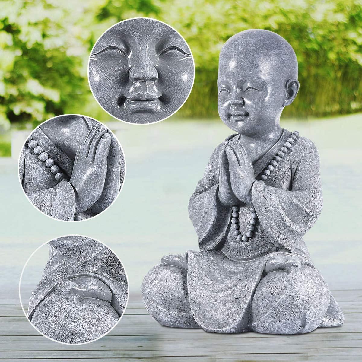Estatua de Buda Meditante Goodeco - Jardín Zen 28.5cm Gris