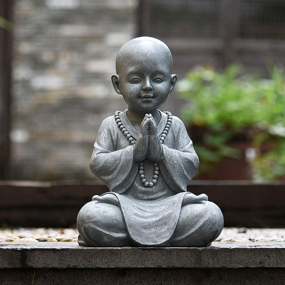 Estatua de Buda Meditante Goodeco - Jardín Zen 28.5cm Gris