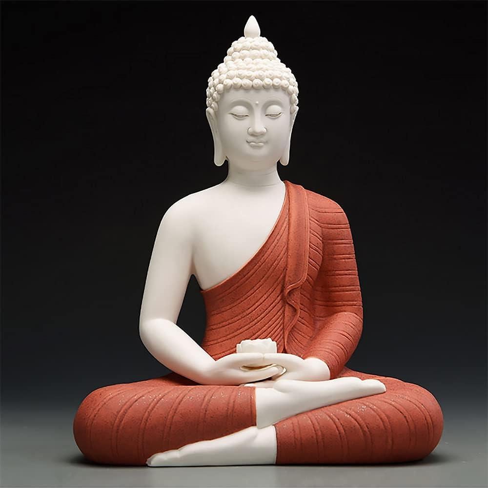 Estatua de Buda de Cerámica 30 cm Houlu Roja Meditador