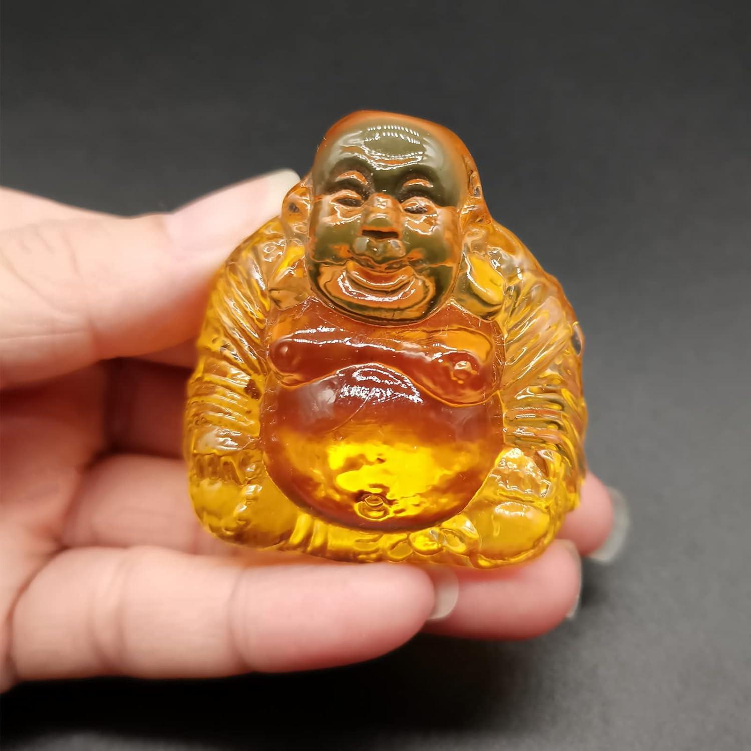 Estatua de Buda Risueño de Cristal Reyife 5.08 cm Feng Shui