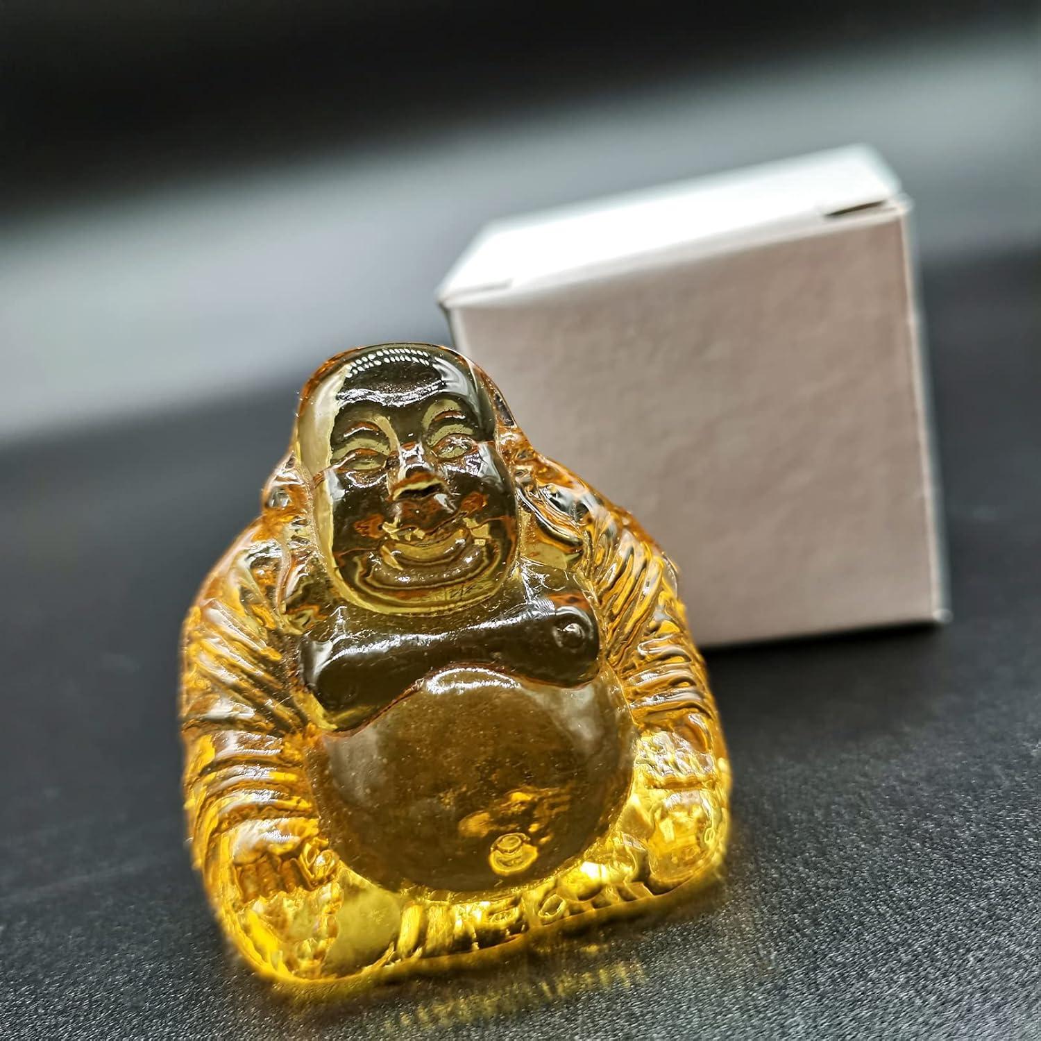 Estatua de Buda Risueño de Cristal Reyife 5.08 cm Feng Shui