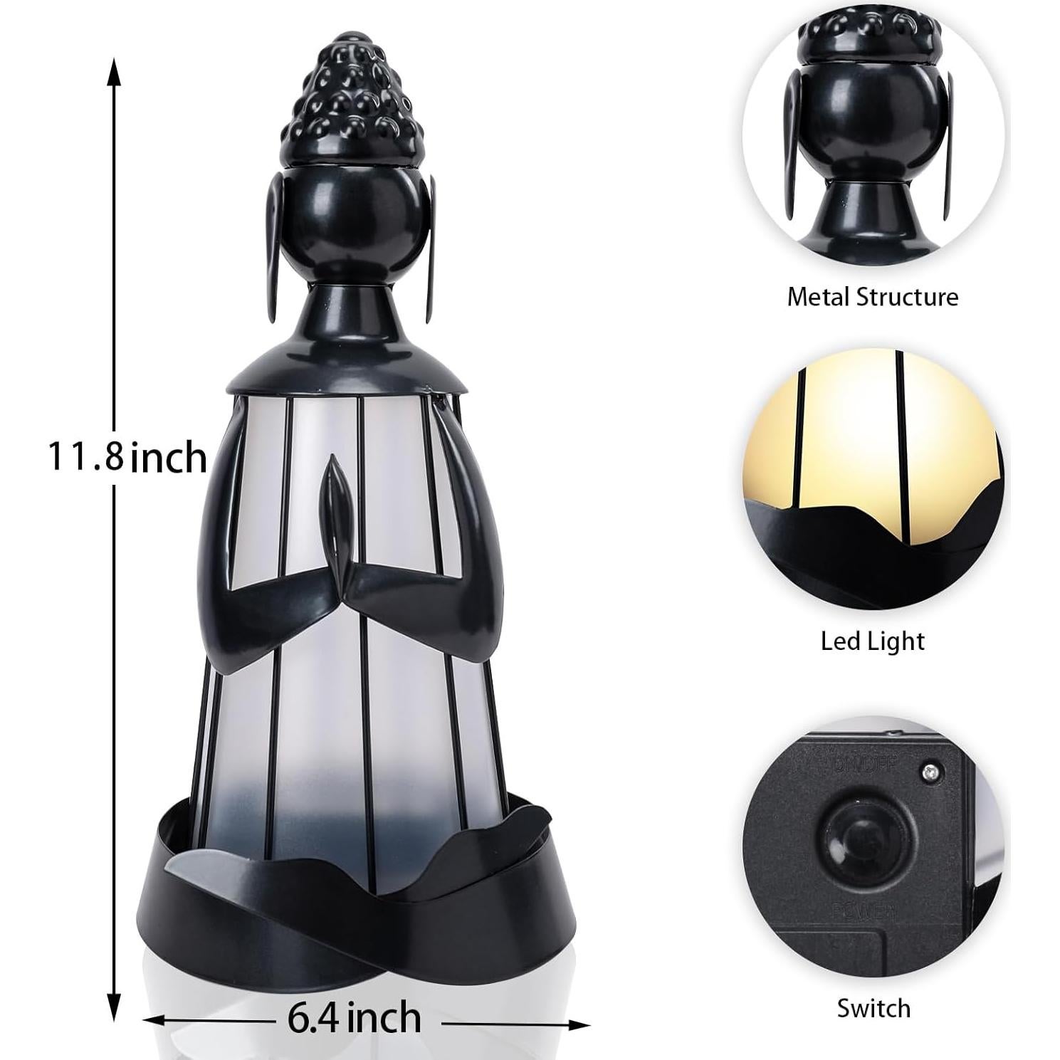 Estatua de Buda Solar de Metal DreamGARDEN para Jardín 30 cm