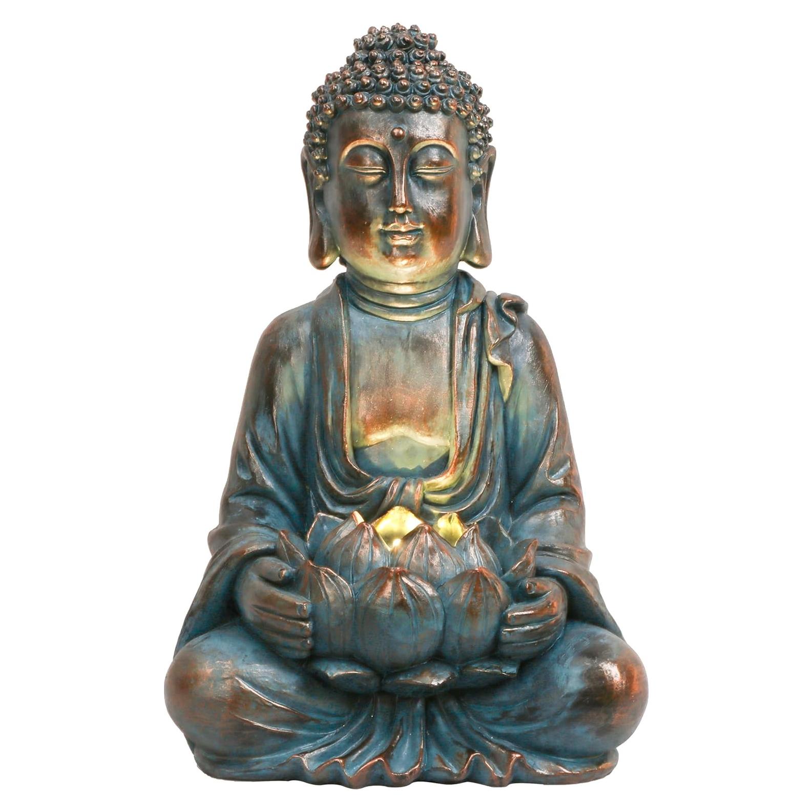 Estatua de Buddha Meditando con Luz Solar 18 cm Teresa's Collections