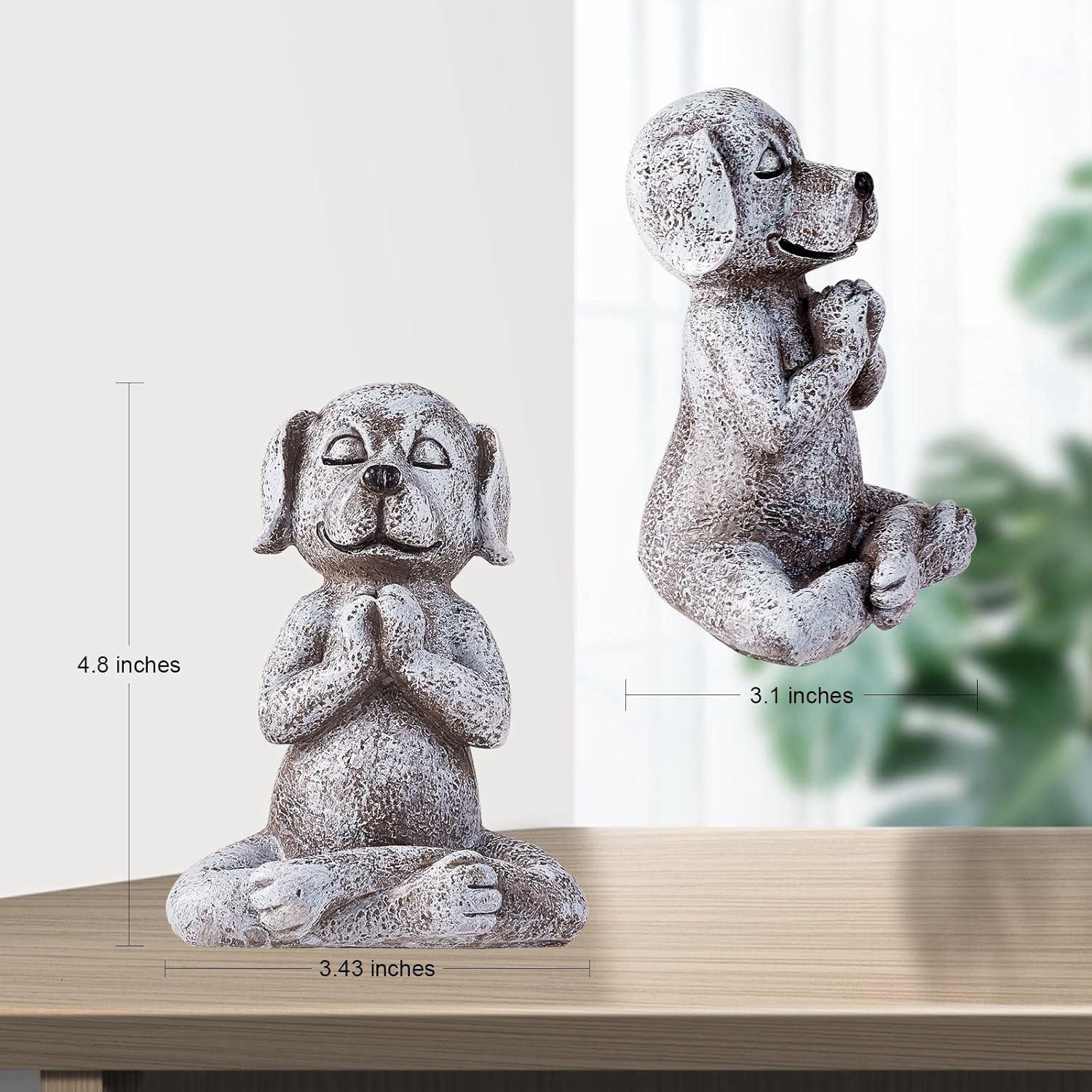 Meditation Dog Statue Dachshund Statue Garden Decor Resin Zen Dog Buddha Meditation Yoga Collectibles for Patio, Terrace, Lawn and Outdoor Garden 4.8''x3.42''x3.07''