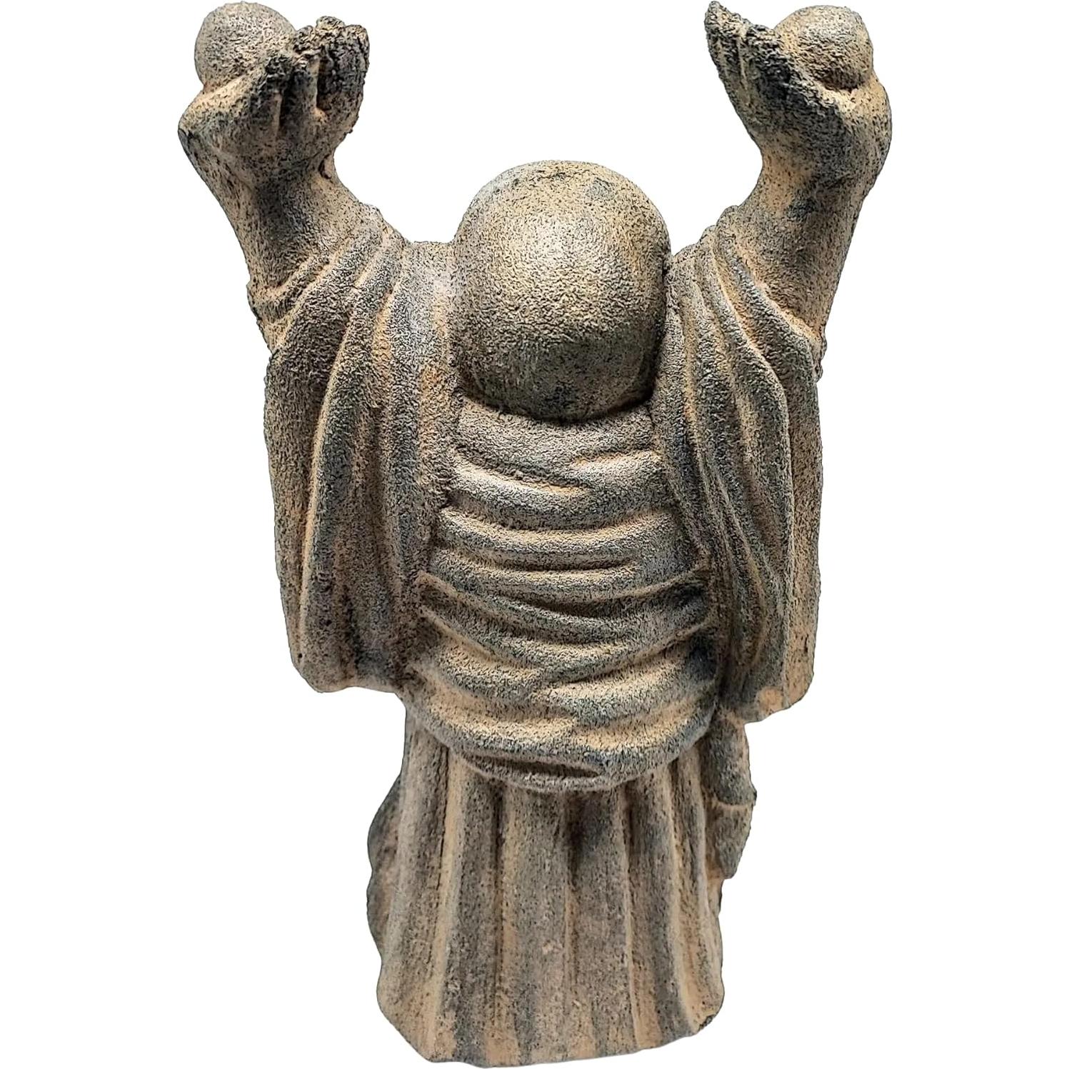 Estatua de Buda Feliz de Pie en Piedra Volcánica 24 cm