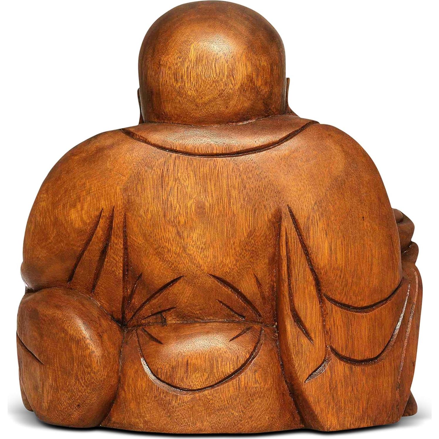 Estatua de Buda Feliz de Madera G6 Collection 20 cm Tallada a Mano