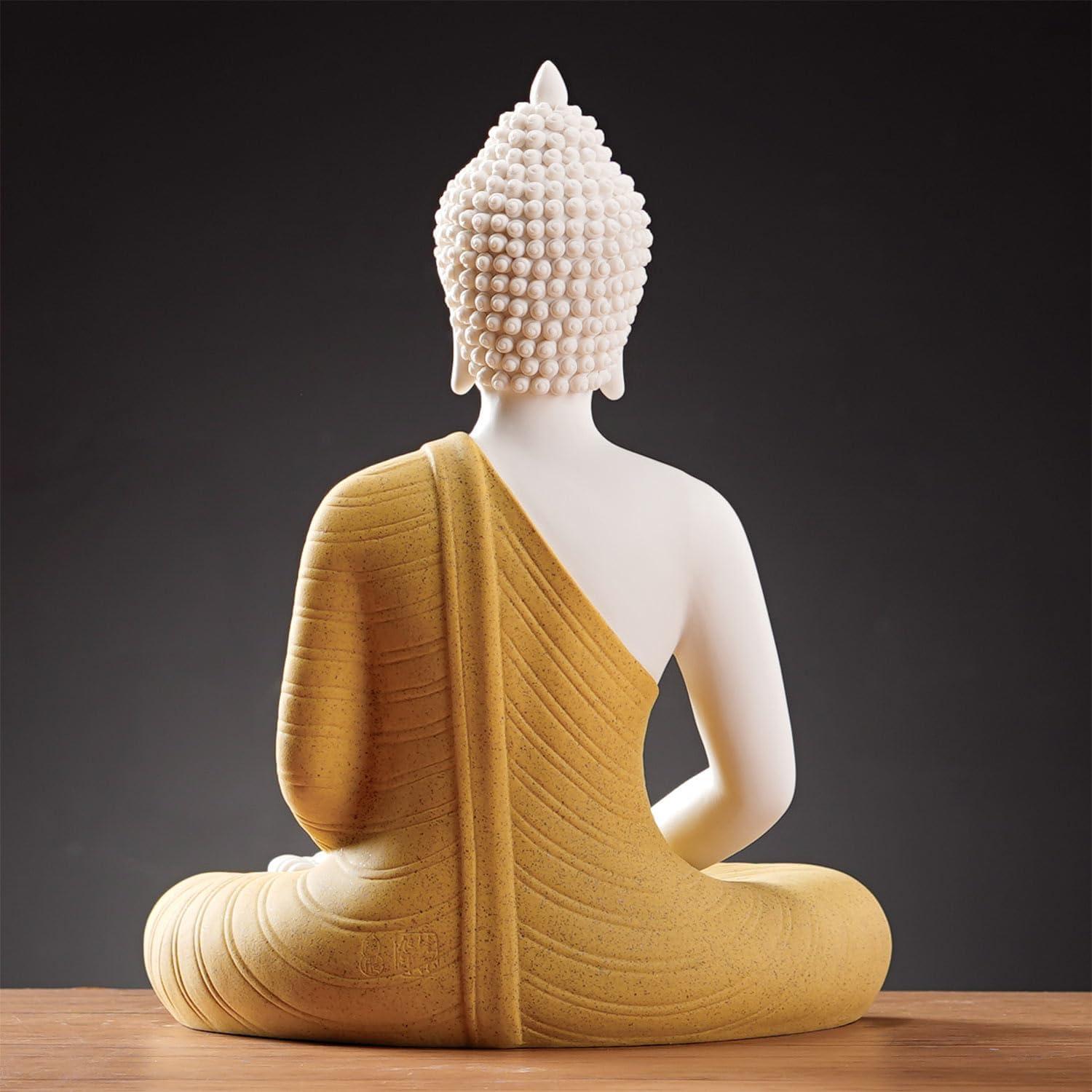 Estatua de Buda Amarillo 30.48 cm + Lámpara LED Circular 40 cm