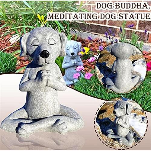 Estatua de Perro Meditador EatingBiting 9.3x8x12cm Resina Gris