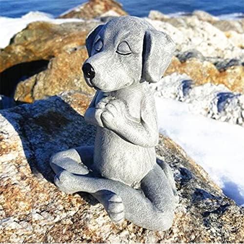 Estatua de Perro Meditador EatingBiting 9.3x8x12cm Resina Gris