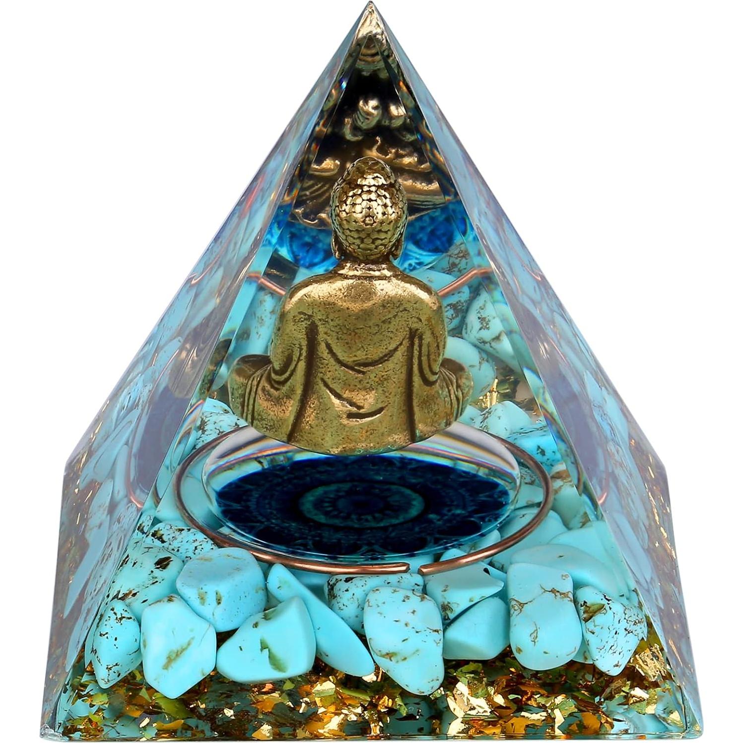 Estatua de Buda Fengshui-Caishen en Pirámide de Cristal Sanador