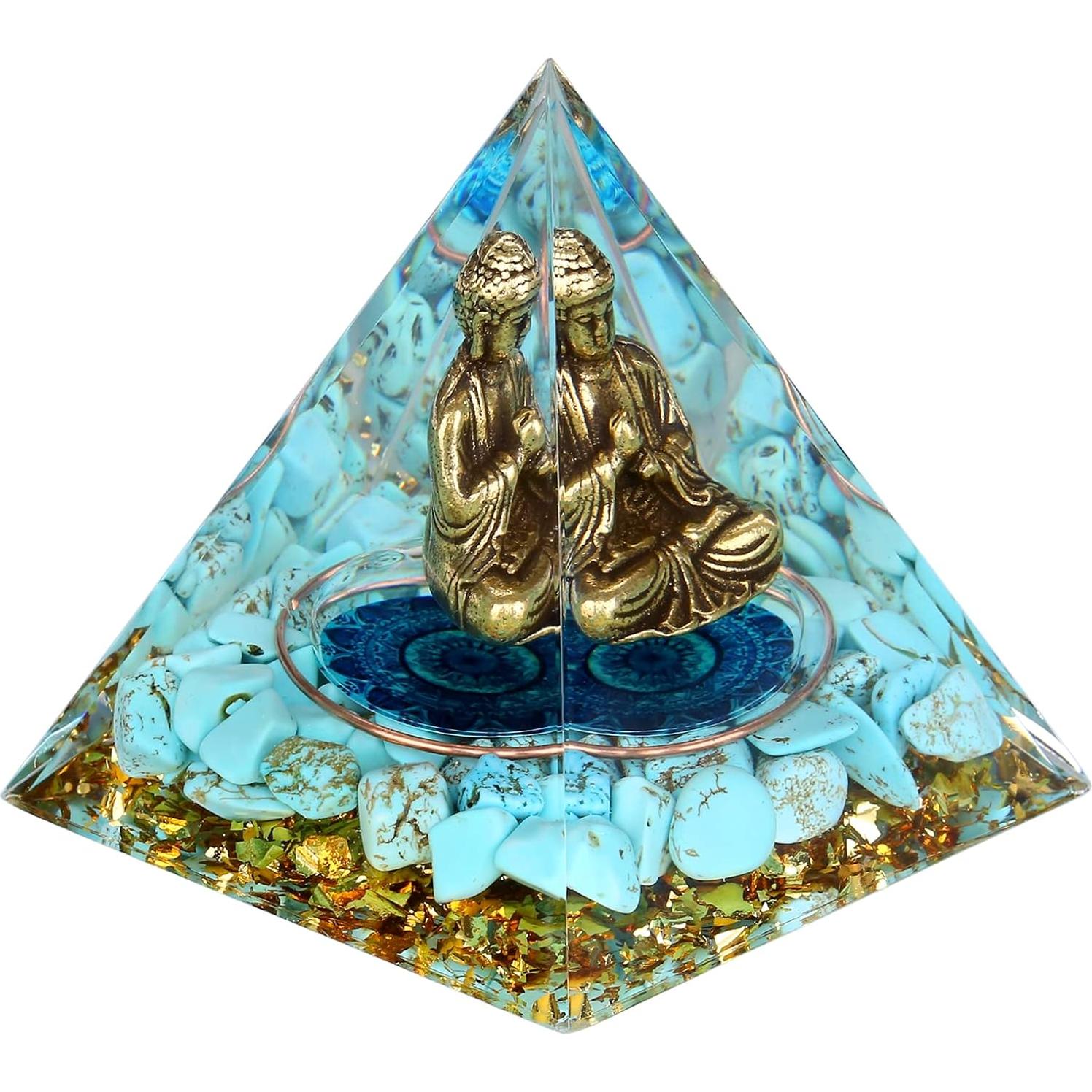Estatua de Buda Fengshui-Caishen en Pirámide de Cristal Sanador