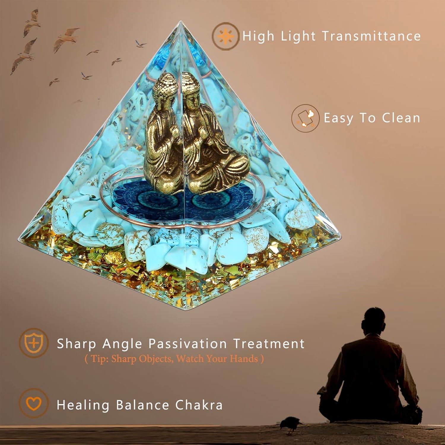 Estatua de Buda Fengshui-Caishen en Pirámide de Cristal Sanador