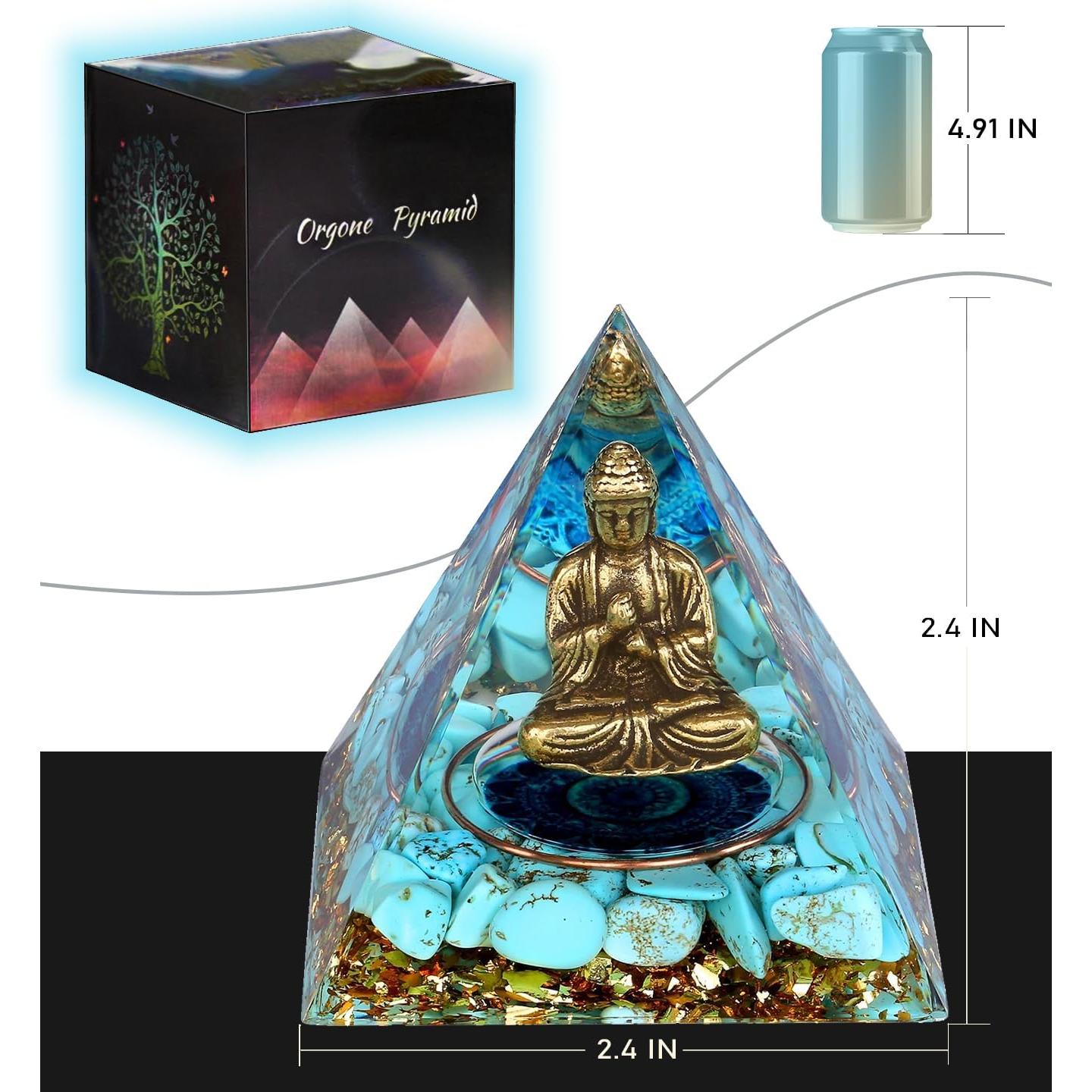 Estatua de Buda Fengshui-Caishen en Pirámide de Cristal Sanador