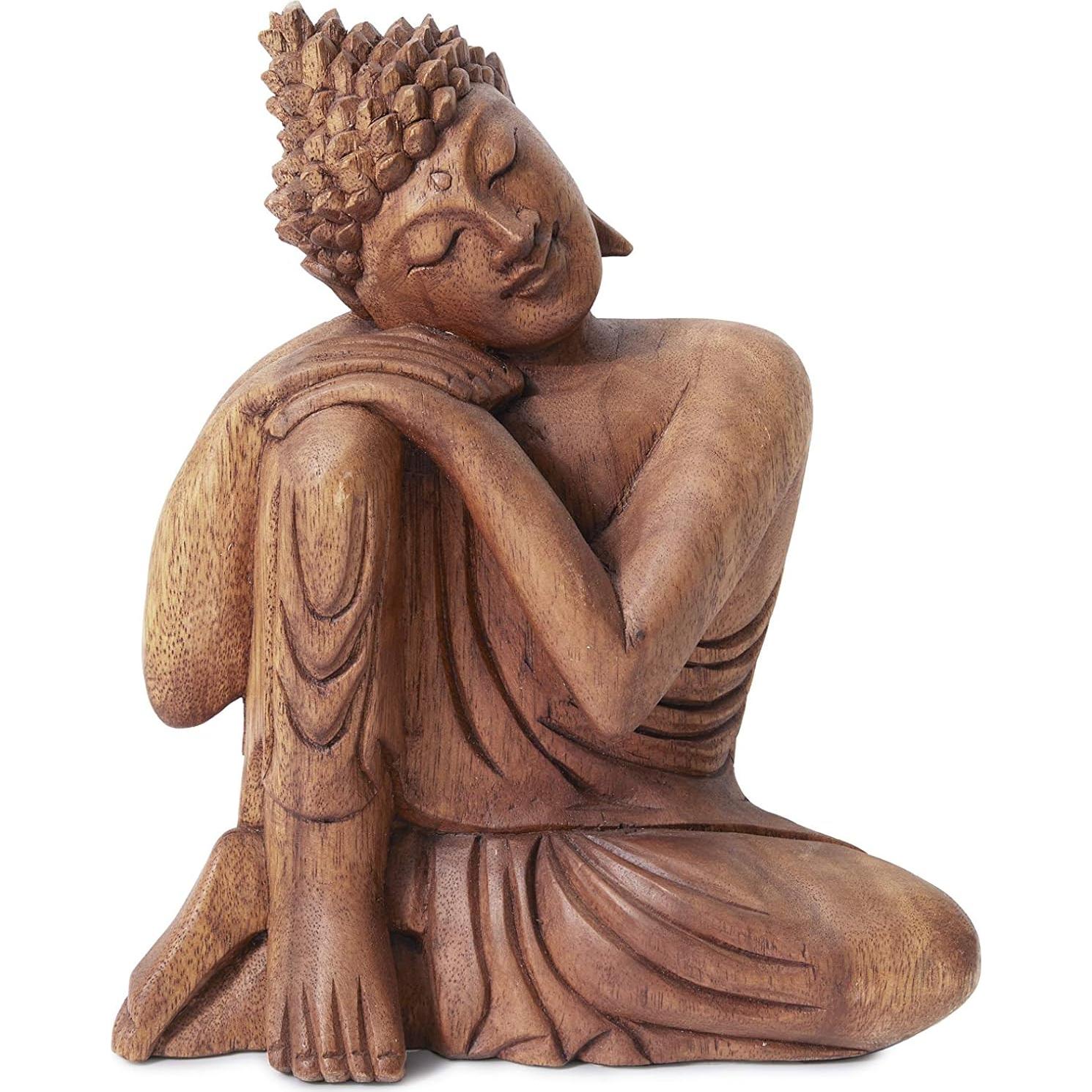 Estatua de Buda de Madera de Teca Serene Spaces 26.67 cm