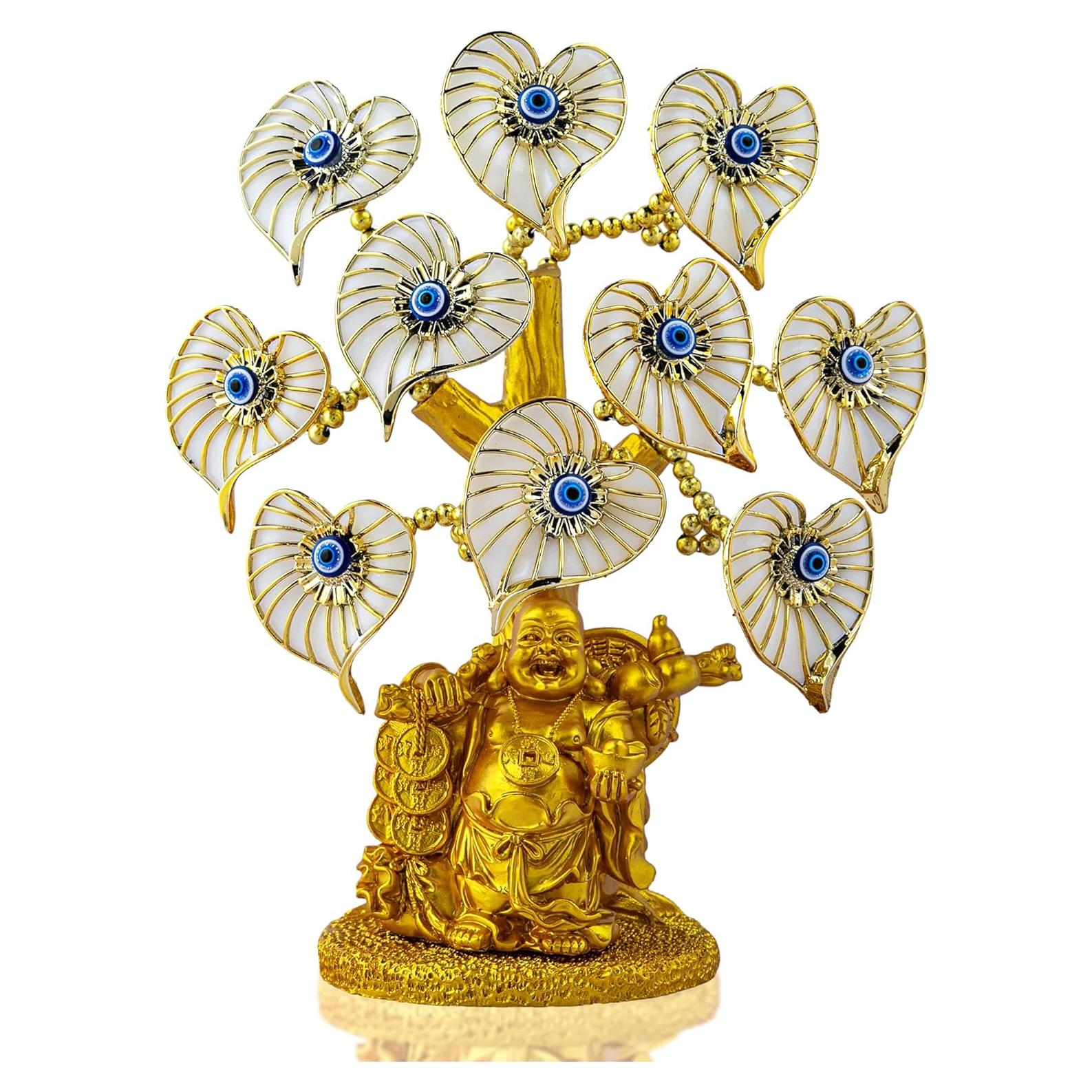 Árbol de Dinero Feng Shui Ojo Maligno Azul con Buda 24.1x19.1cm