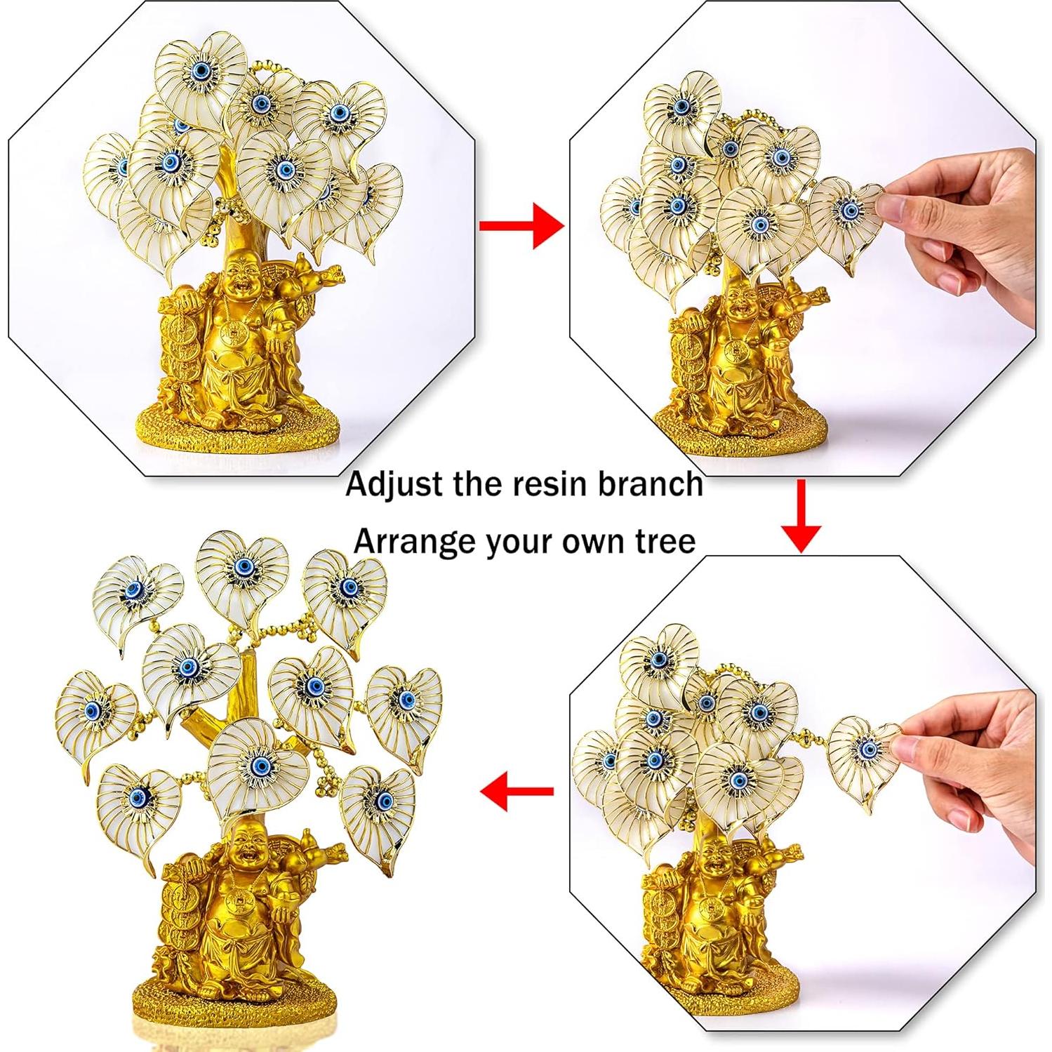 Árbol de Dinero Feng Shui Ojo Maligno Azul con Buda 24.1x19.1cm