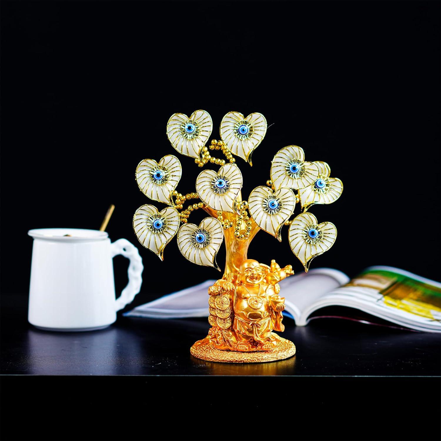 Árbol de Dinero Feng Shui Ojo Maligno Azul con Buda 24.1x19.1cm