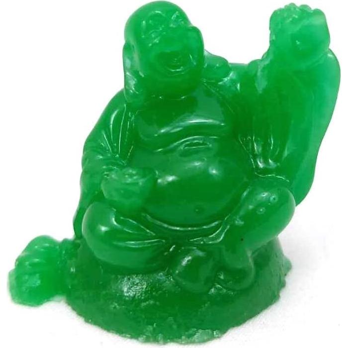 Set de 6 Estatuas de Buda Riendo JapanBargain 5.08 cm Verde Jade