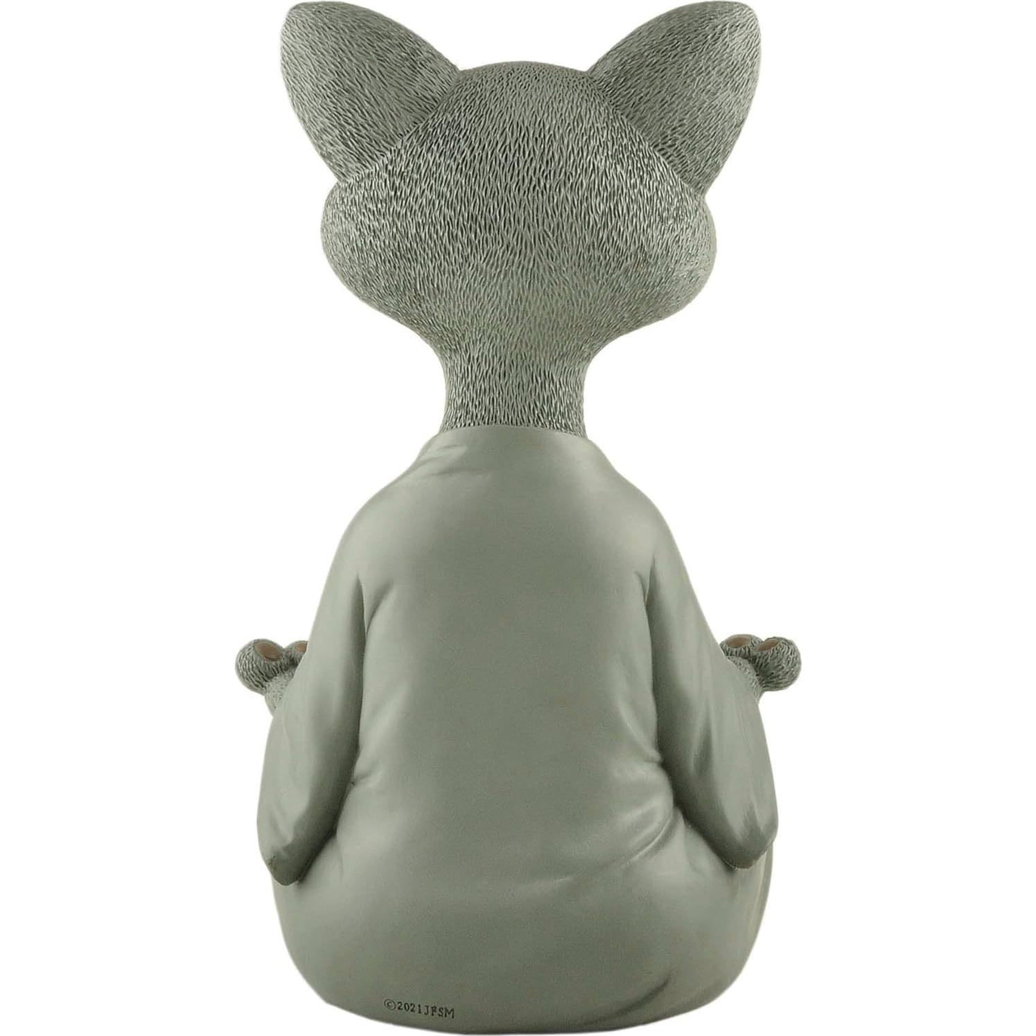 Estatua de Jardín Buda Gato Gris Meditando 30.48 cm - Resina