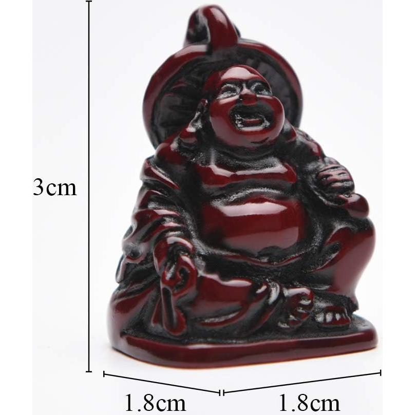 Juego de 6 Estatuas de Buda Risueño de Resina Roja BRABUD