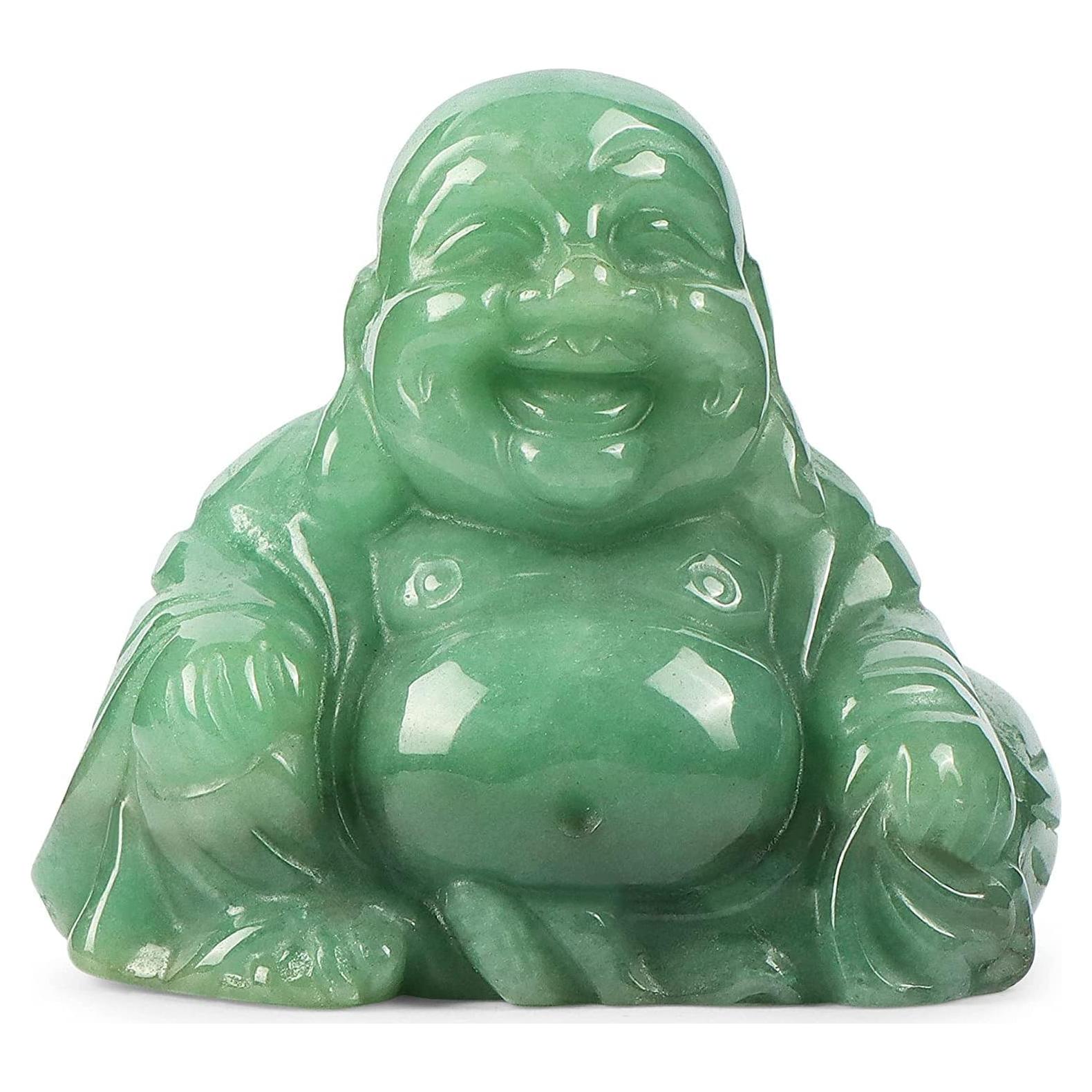 Estatua Buda Feliz de Cristal Aventurina Verde 5 cm Decoración