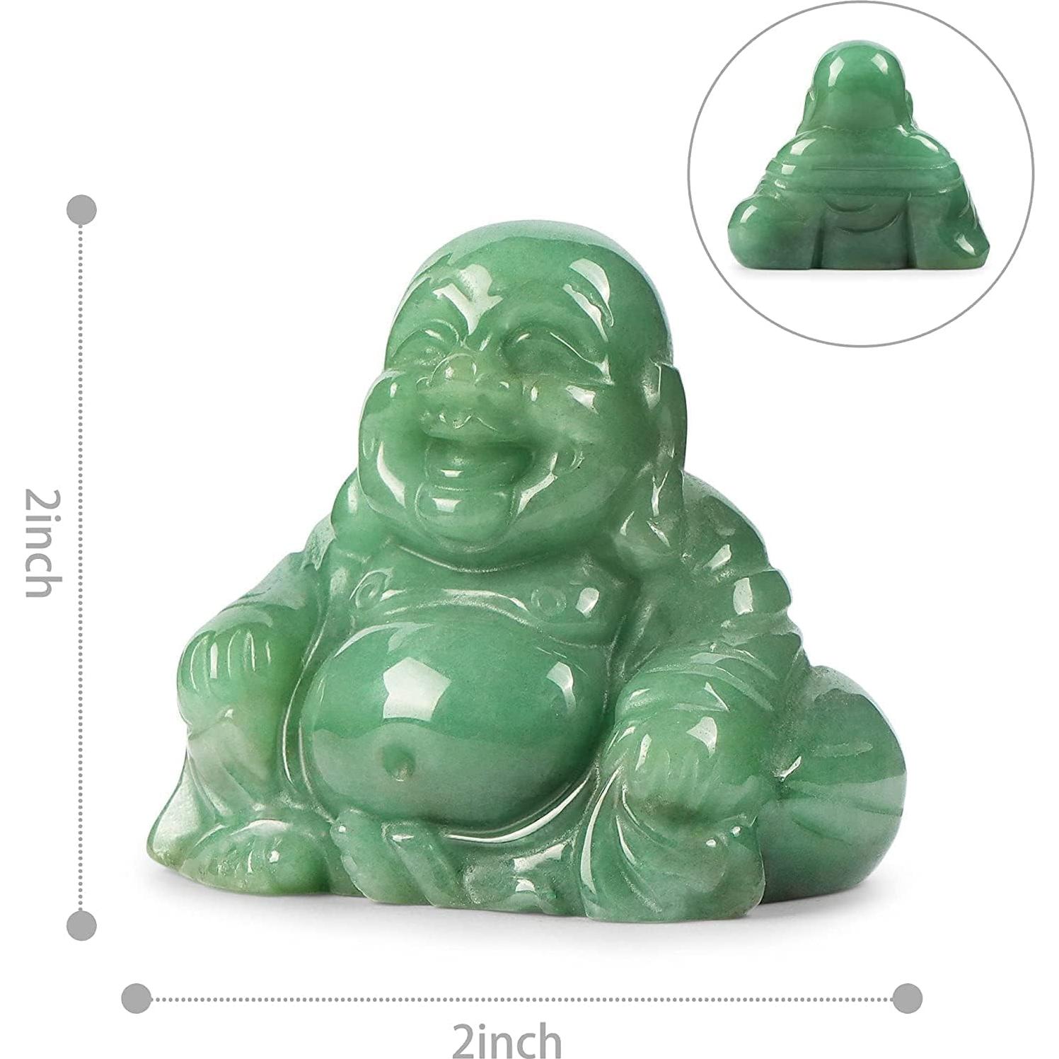 Estatua Buda Feliz de Cristal Aventurina Verde 5 cm Decoración