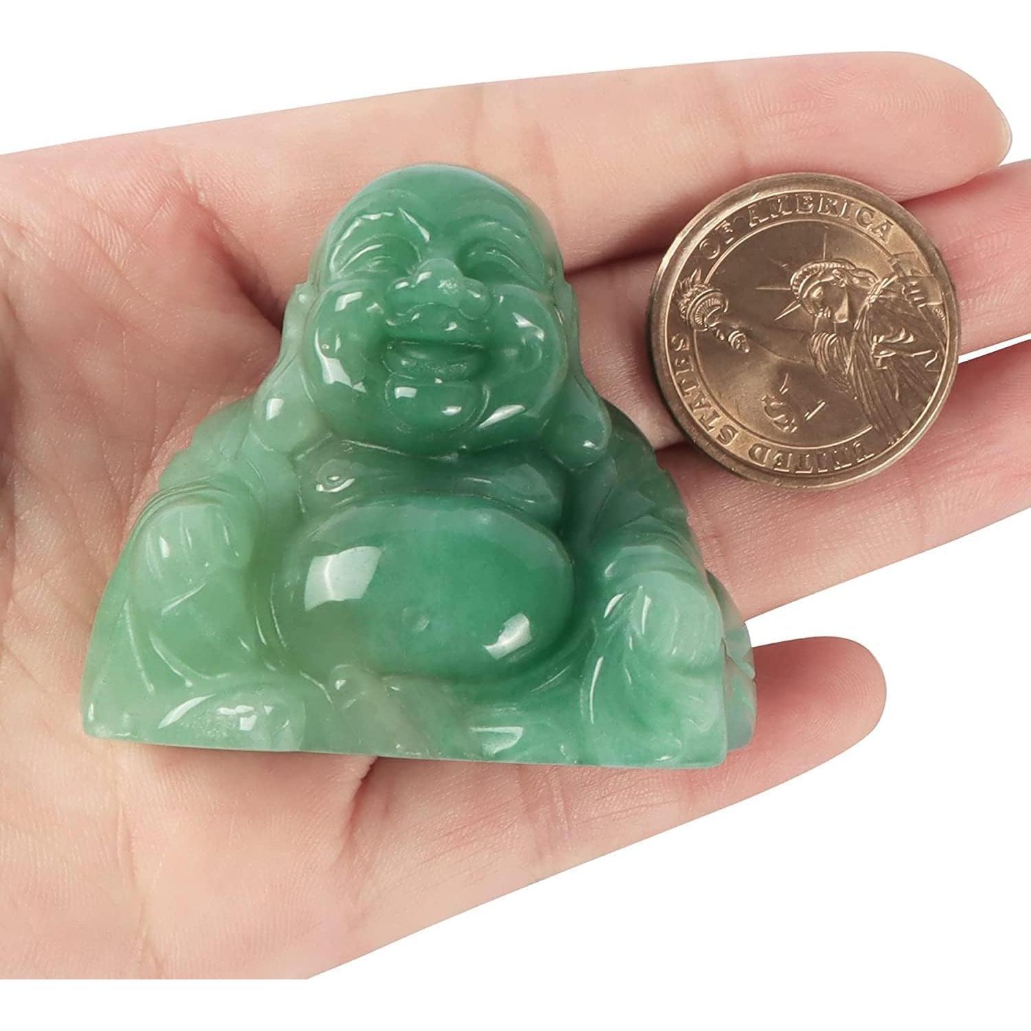Estatua Buda Feliz de Cristal Aventurina Verde 5 cm Decoración