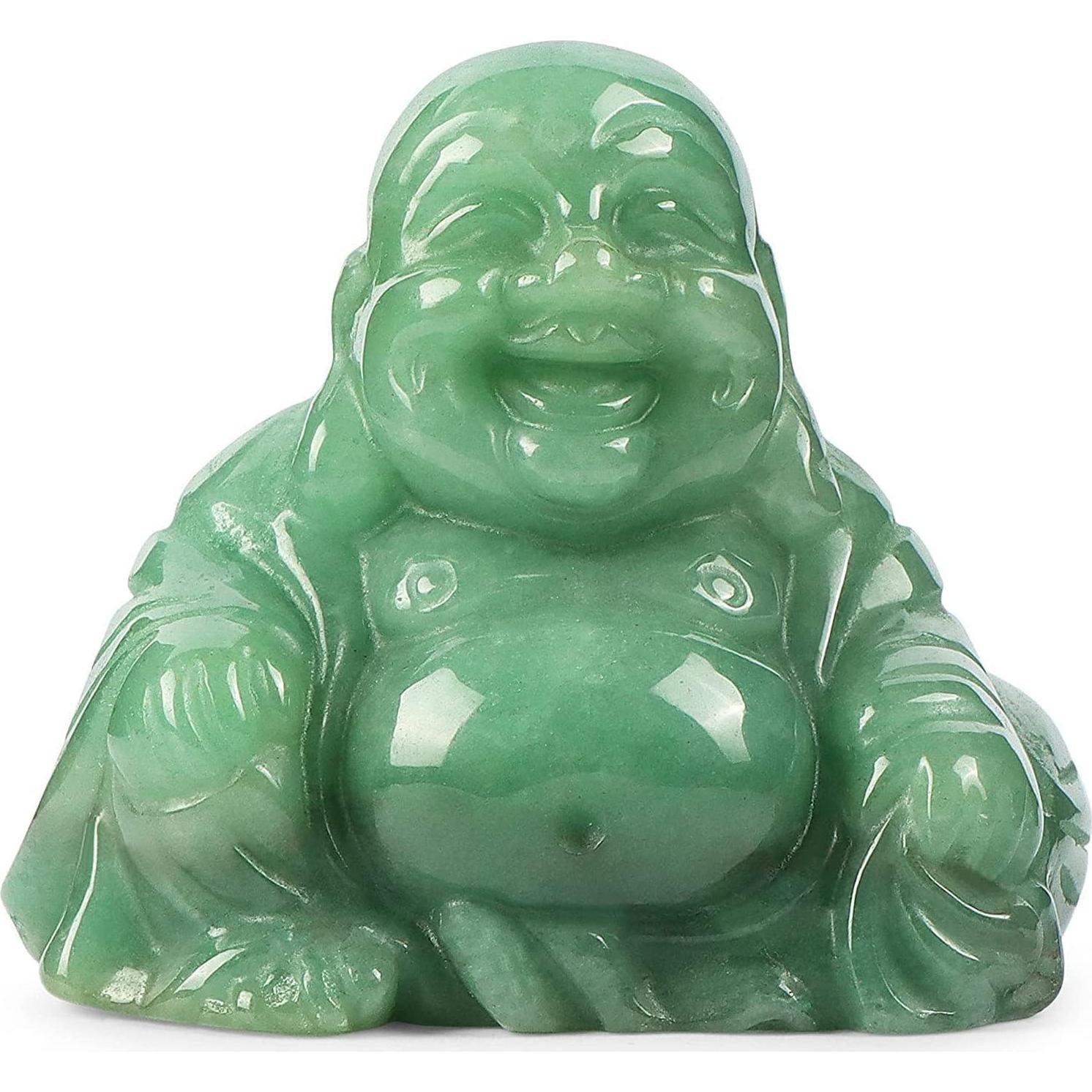 Estatua Buda Feliz de Cristal Aventurina Verde 5 cm Decoración