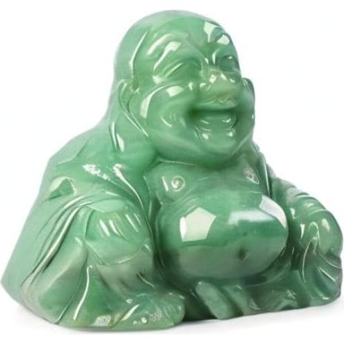 Estatua Buda Feliz de Cristal Aventurina Verde 5 cm Decoración