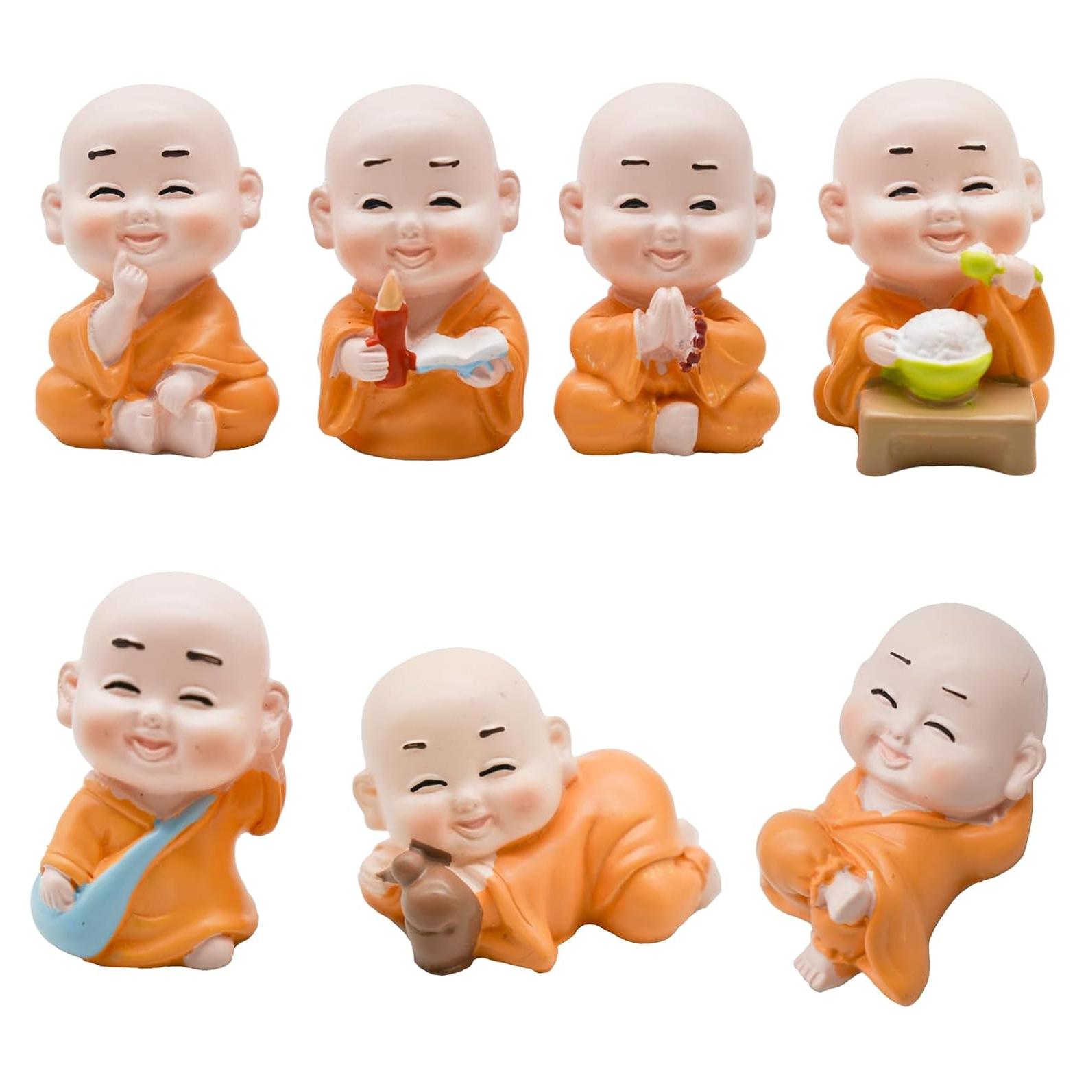 Figuras de Monje Buda en Miniatura Pinenjoy - 7 Piezas 3-5 cm