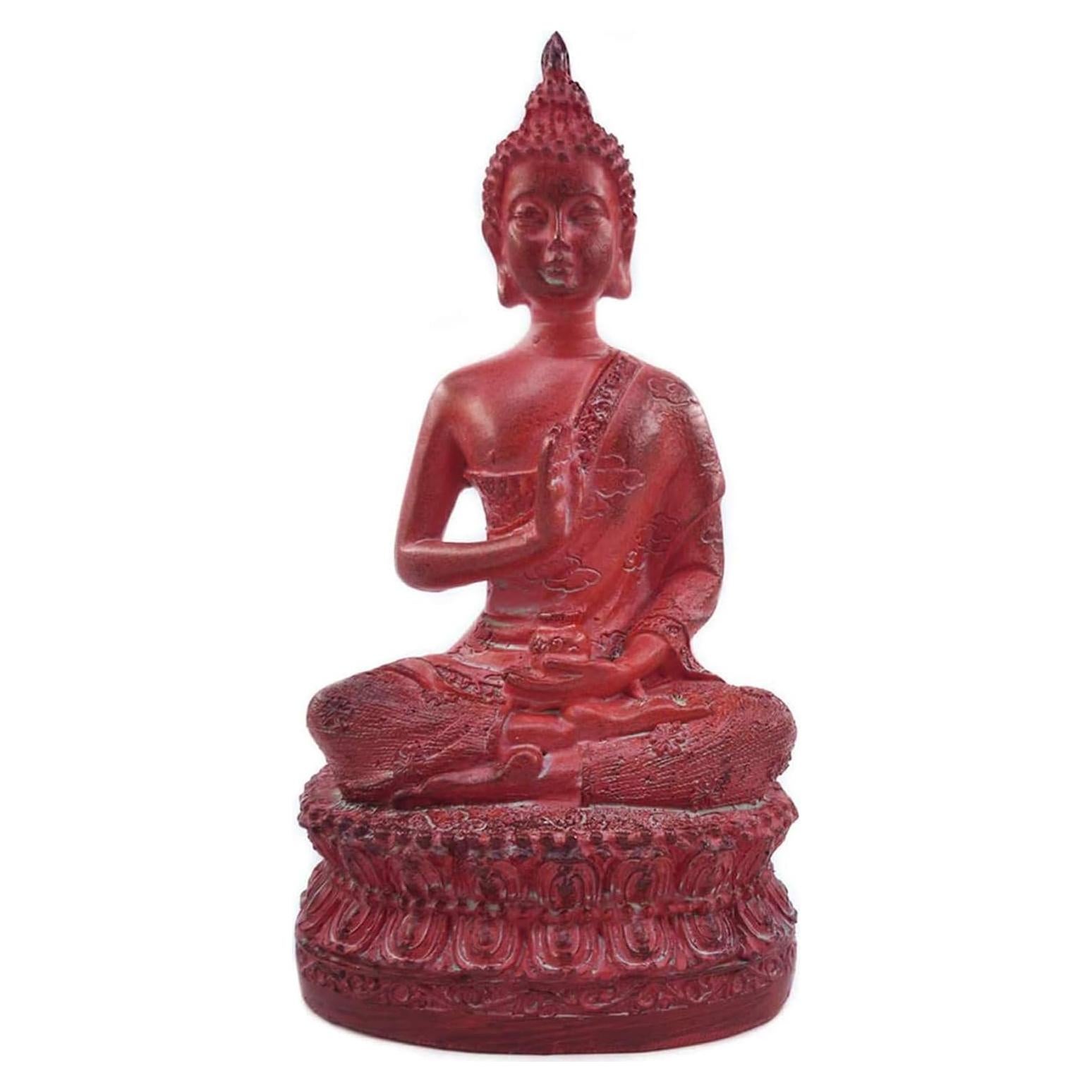 Estatua de Buda Sentado Tailandés Ornerx 17 cm Resina Roja