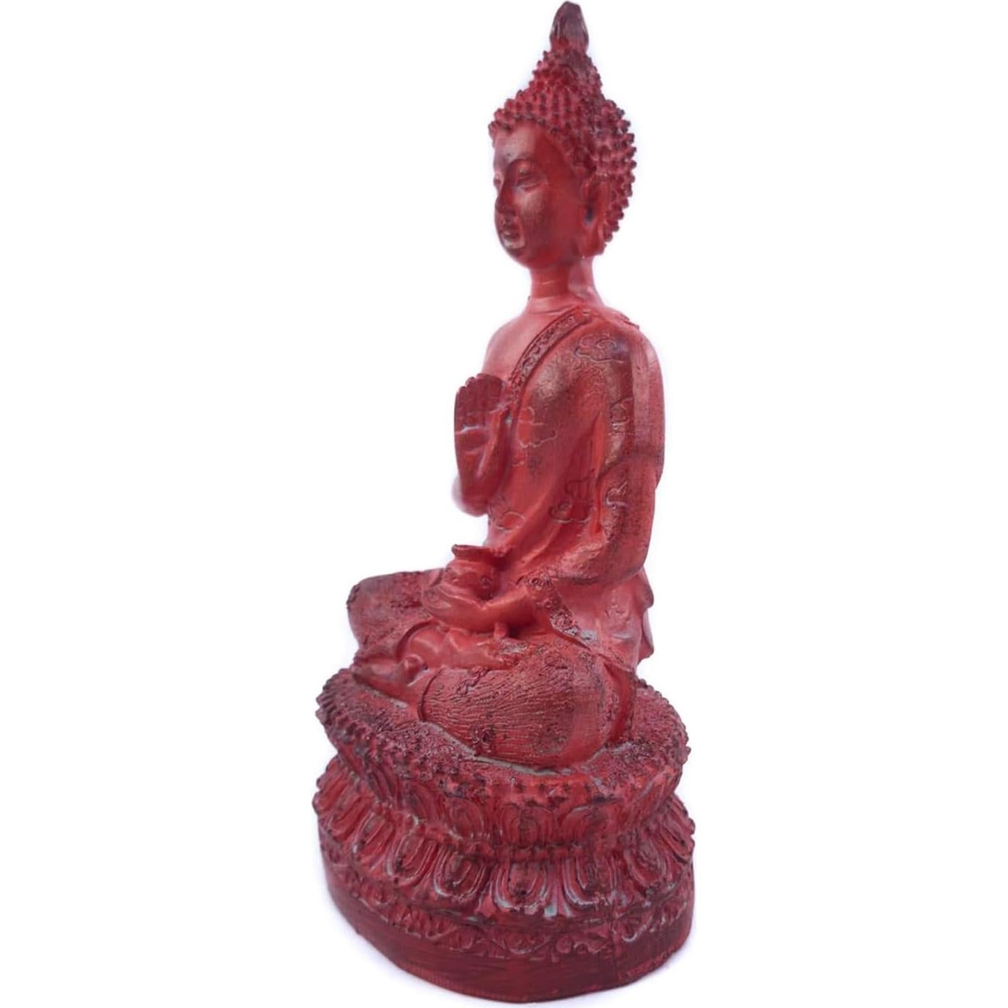 Estatua de Buda Sentado Tailandés Ornerx 17 cm Resina Roja